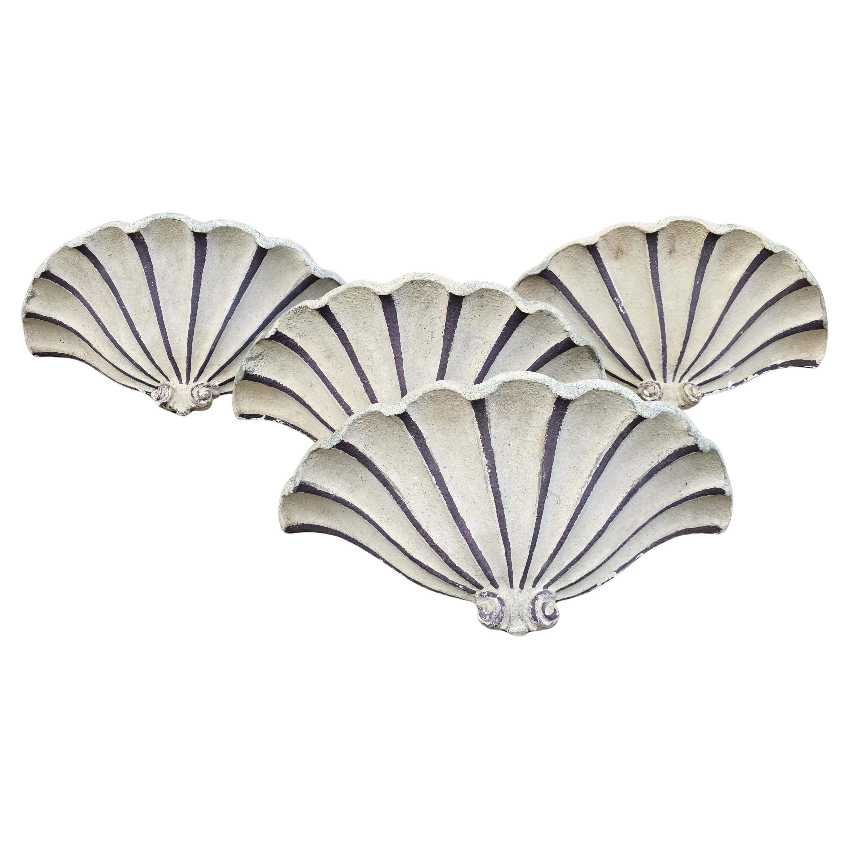 Rare Set of Four Art Deco Shell Wall Ornaments Wall Sconces For Sale 3