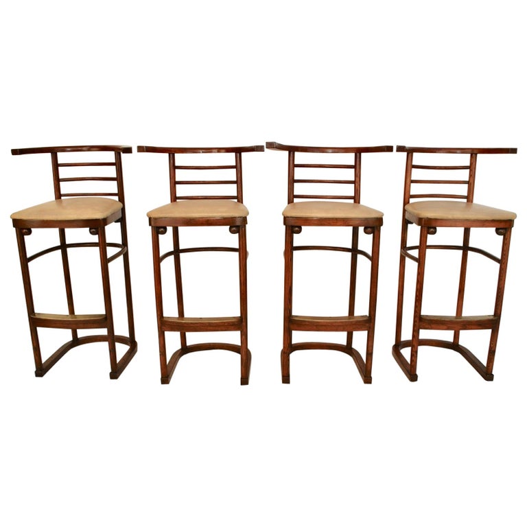 Rare Set of Four Bar Stools by Joseph Hoffmann For Sale at 1stdibs