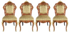 Rare Set of Four Boulle Side Chairs, 19th Century