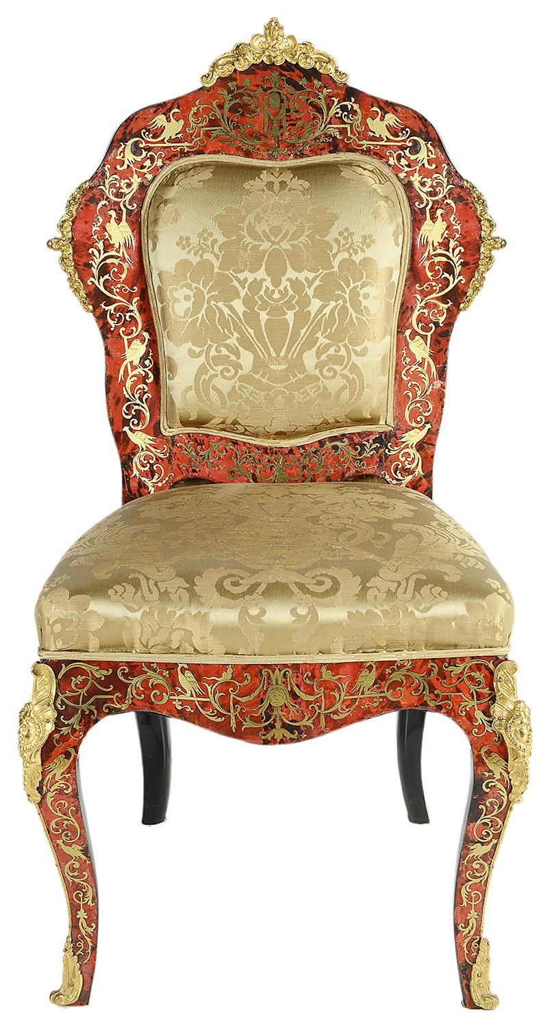 Louis XVI Rare Set of Four Boulle Side Chairs, 19th Century