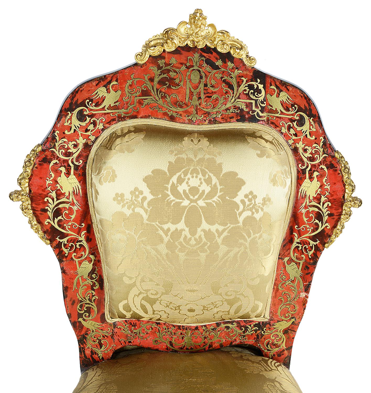 French Rare Set of Four Boulle Side Chairs, 19th Century