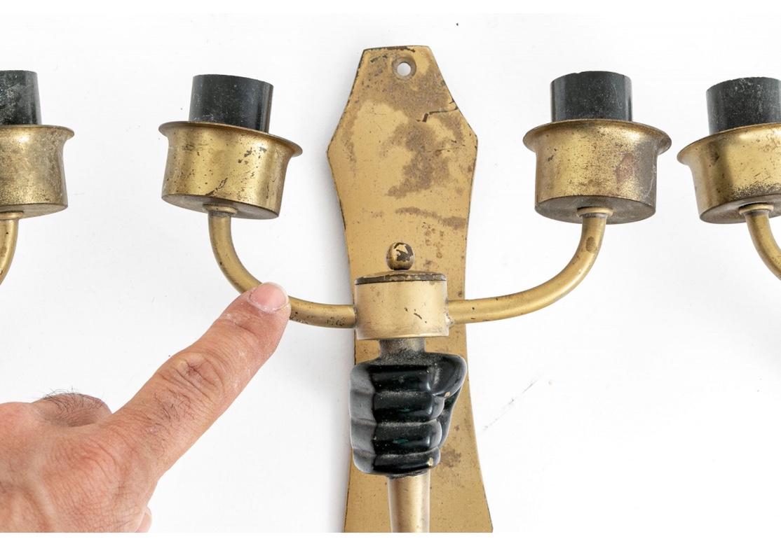 Rare Set of Four Bronze/Brass Hand Sconces in the Manner of Jean Cocteau For Sale 5