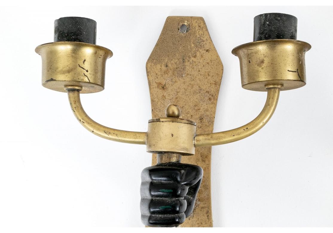 20th Century Rare Set of Four Bronze/Brass Hand Sconces in the Manner of Jean Cocteau For Sale
