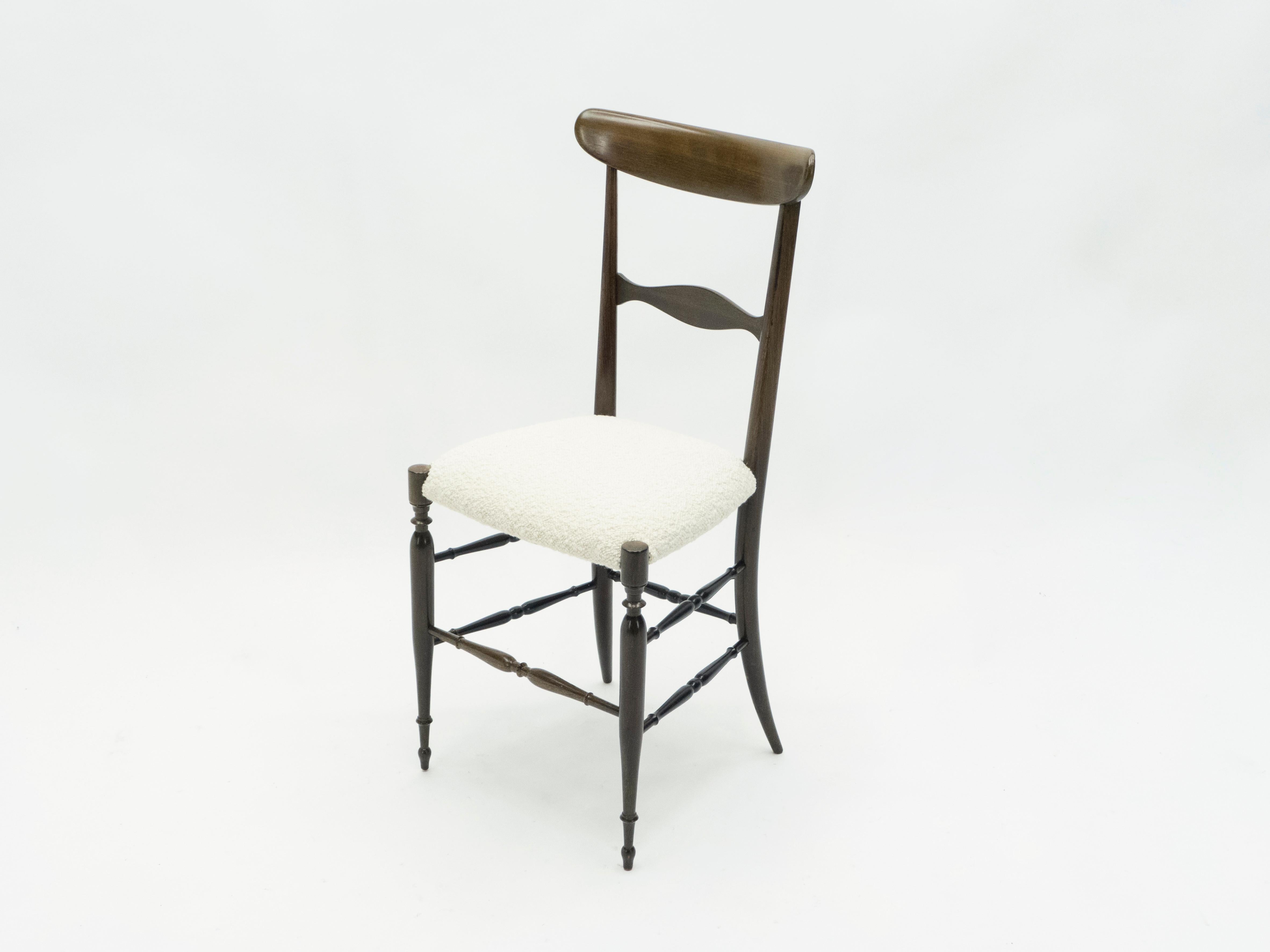 Rare Set of Four Campanino Chiavari Walnut Chairs by Fratelli Levaggi, 1950 3