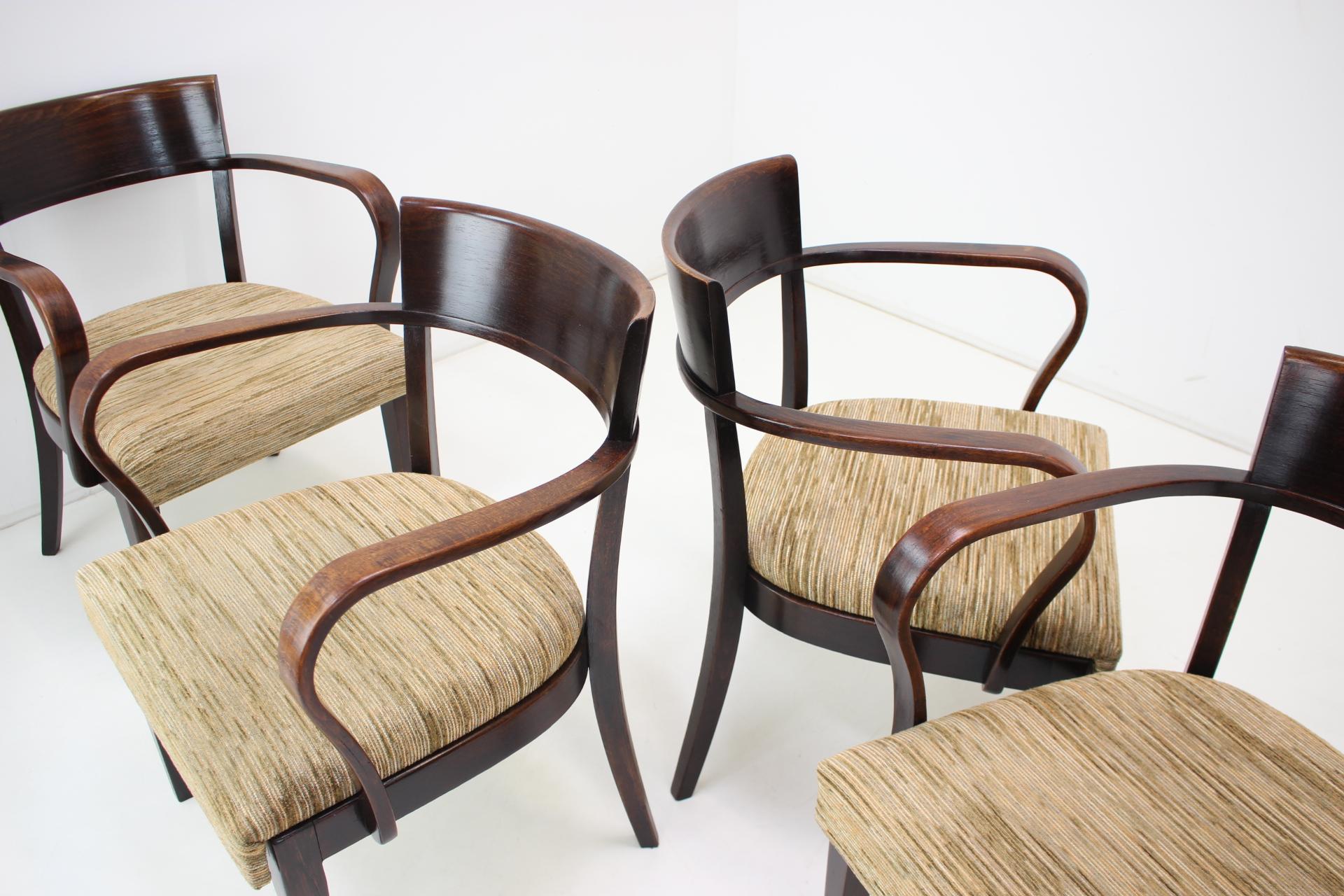 Rare Set of Four Catalog Chairs H-224 by Jindřich Halabala 1930s, Czechoslovakia For Sale 7