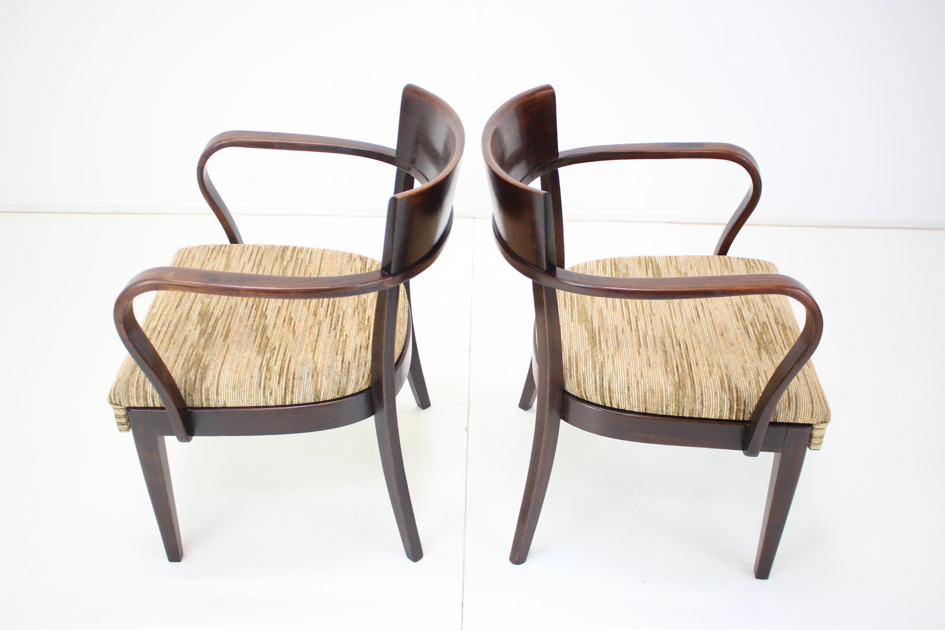 Art déco Rare ensemble de quatre chaises de catalogue H-224 par Jindřich Halabala Années 1930, Tchécoslovaquie en vente