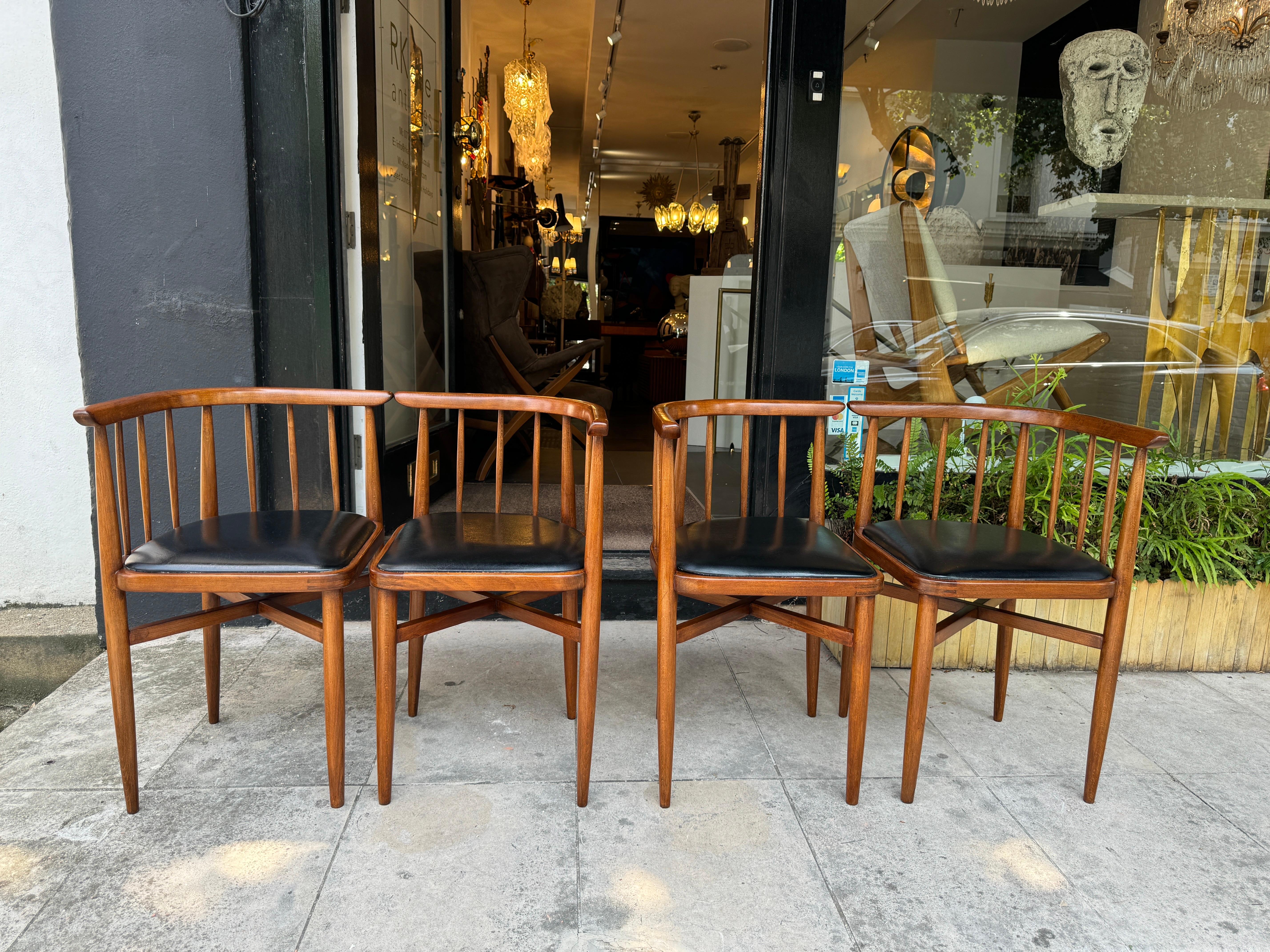 Raro set di quattro sedie angolari a. Josef Hoffmann In condizioni buone in vendita a London, GB