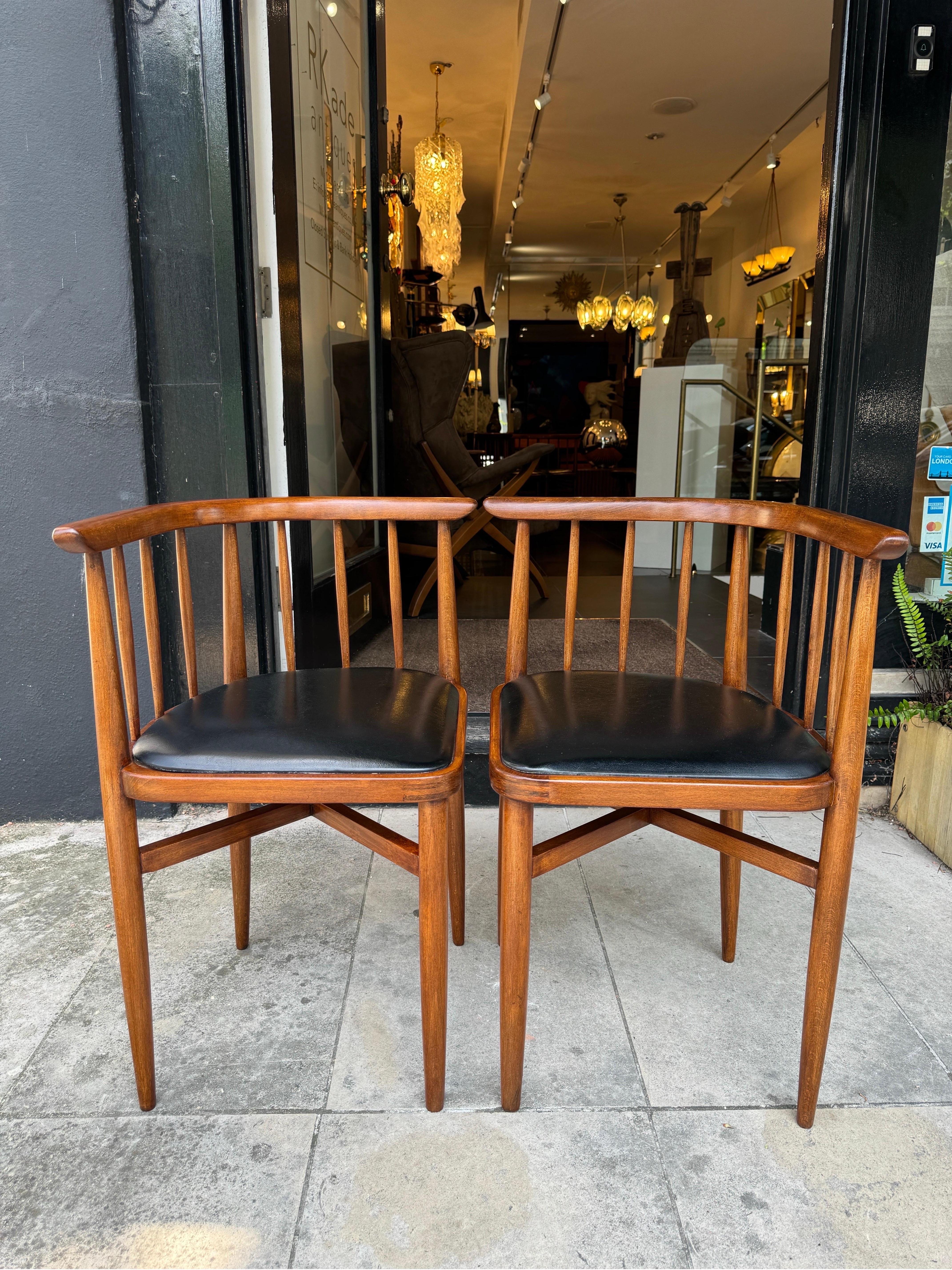 Pelle Raro set di quattro sedie angolari a. Josef Hoffmann in vendita