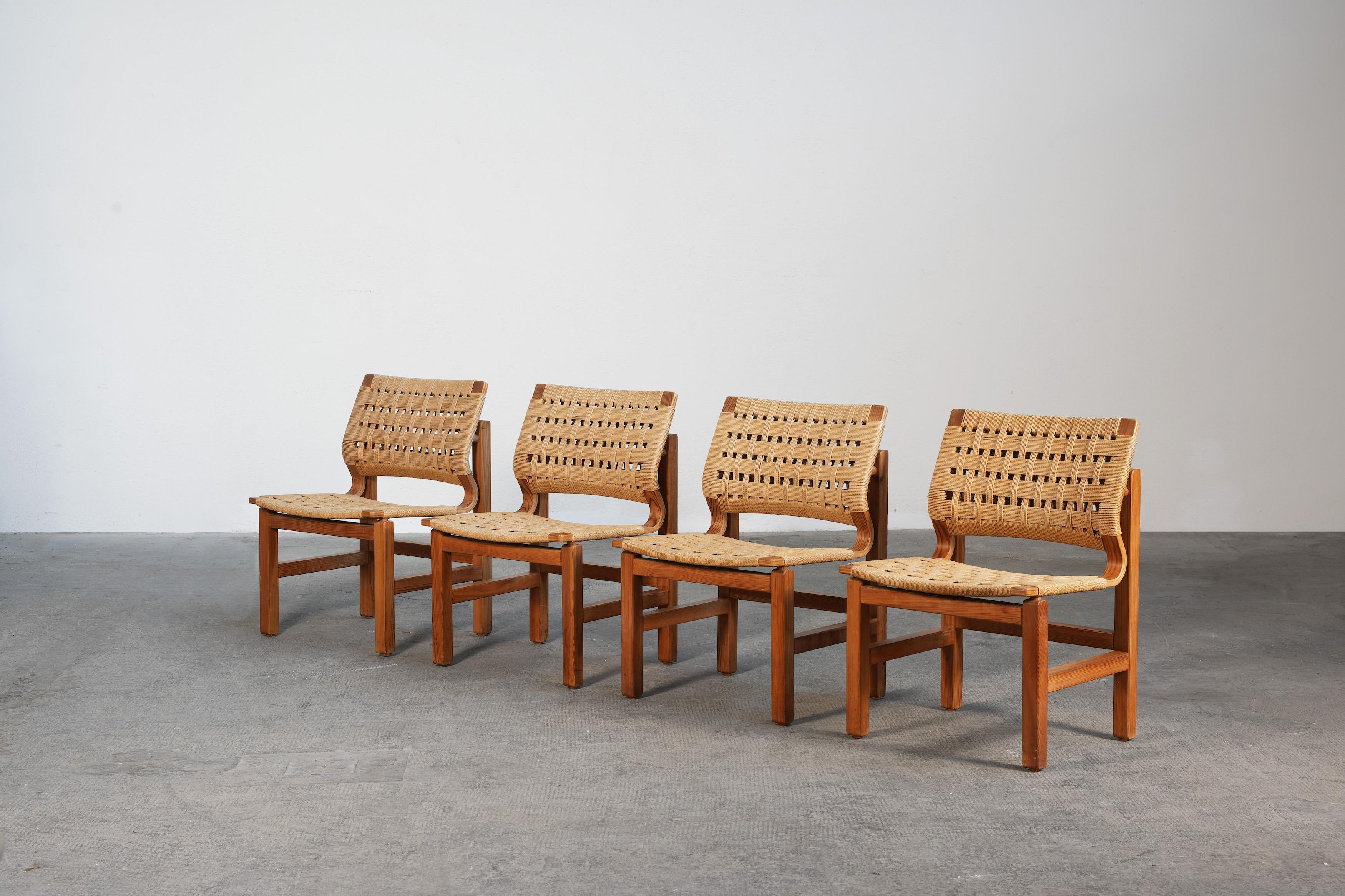 20th Century Rare Set of Four Danish Pine Chairs by Vagn Fuglsang, Denmark 1970ies
