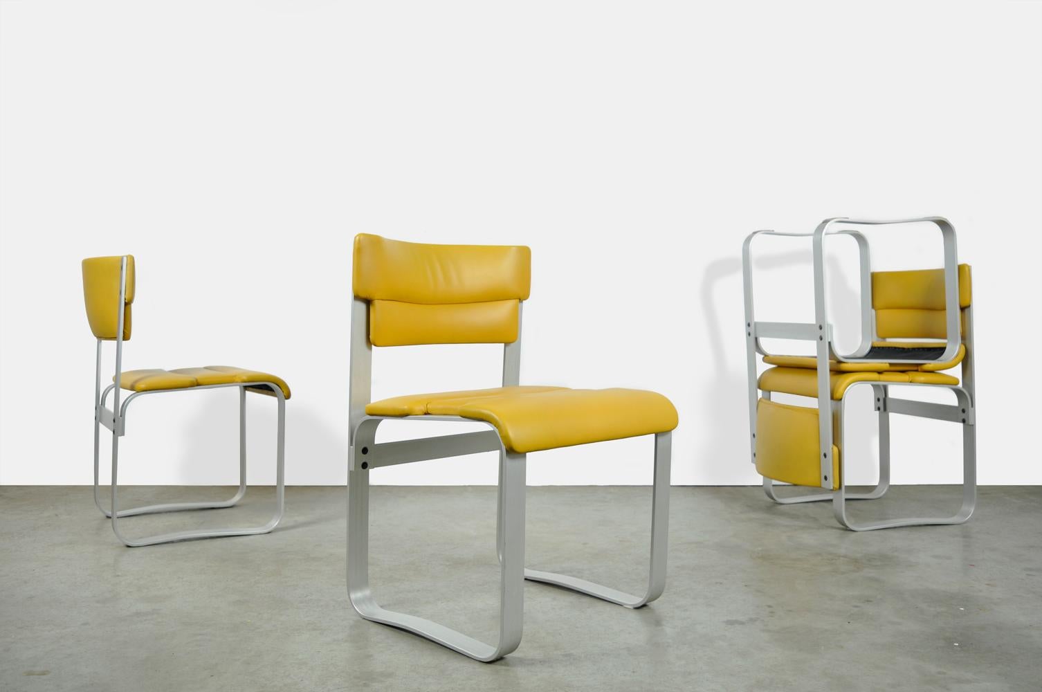Rare Set of Four Dining Chairs by Ilmar Lappalainen and Produced by Asko 60s For Sale 4