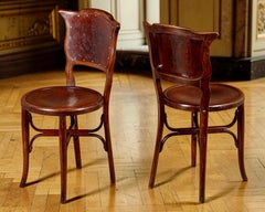 Rare Set Of Four Embossed Thonet Or J & J Kohn Bentwood Chairs, Circa 1900