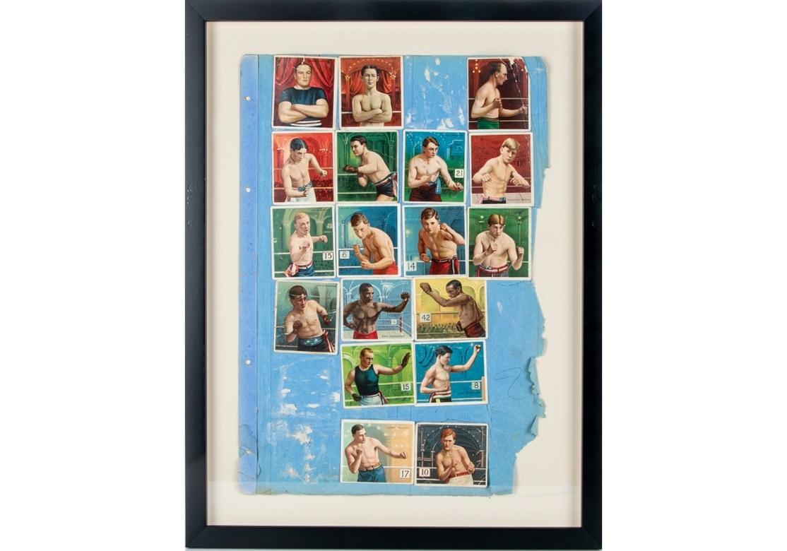 American Classical Rare Set of Four Framed Antique Boxing and Sports Collectible Cards For Sale
