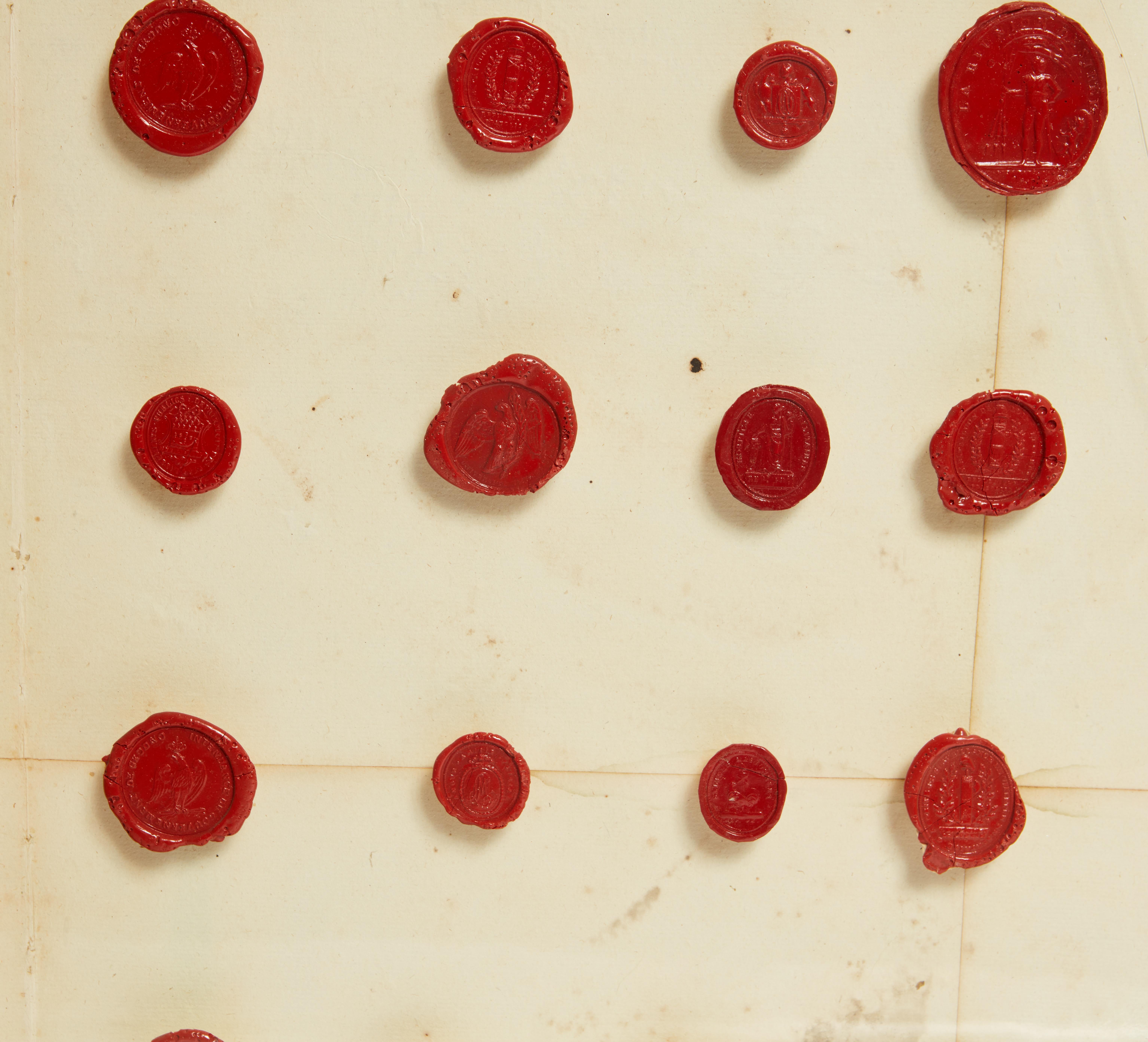 Raro set di quattro collezioni di sigilli di cera incorniciate in vendita 4