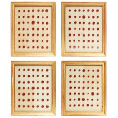 Rare Set of Four Framed Collections of Wax Seals