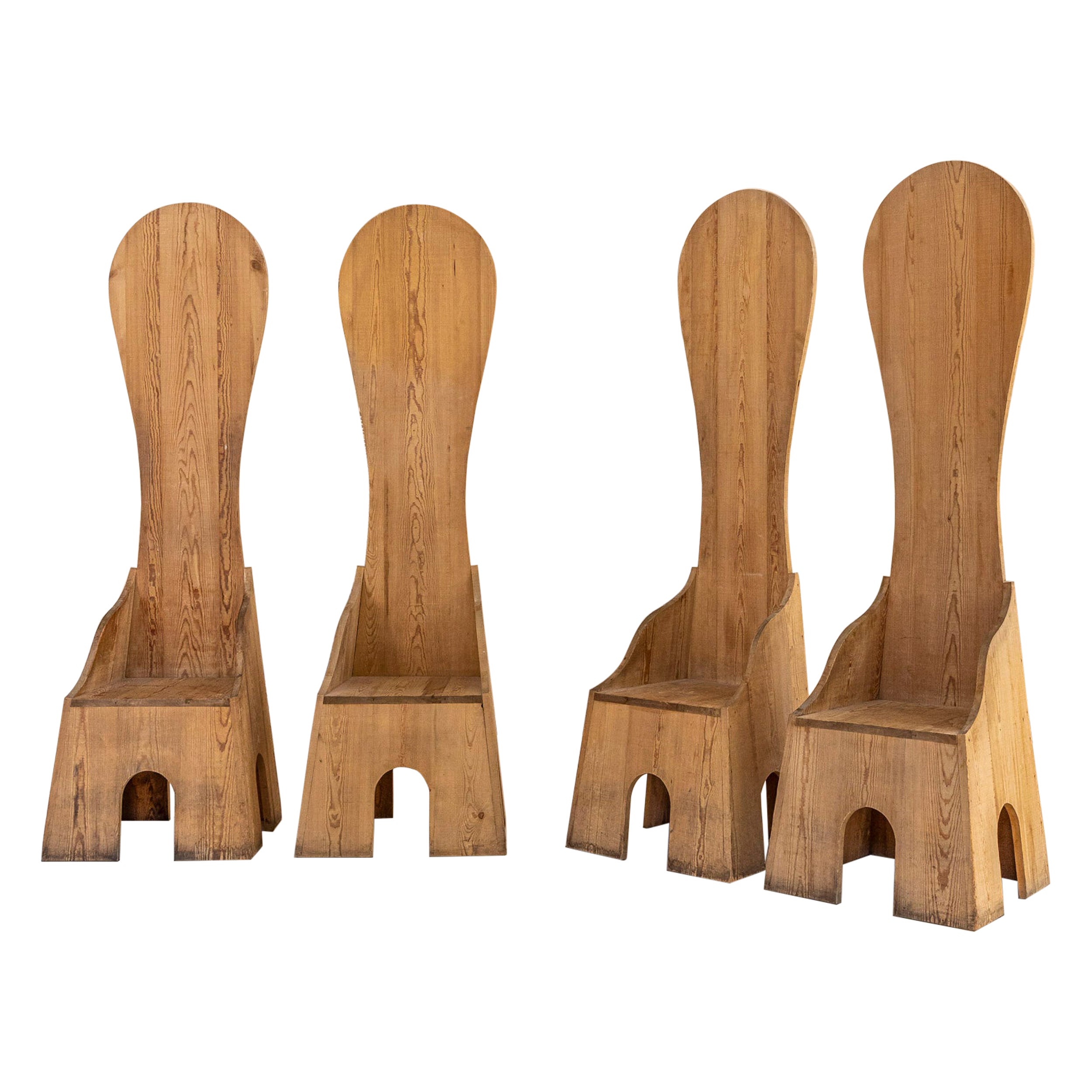 Rare set of four Fratina chairs by Mario Ceroli for Poltronova