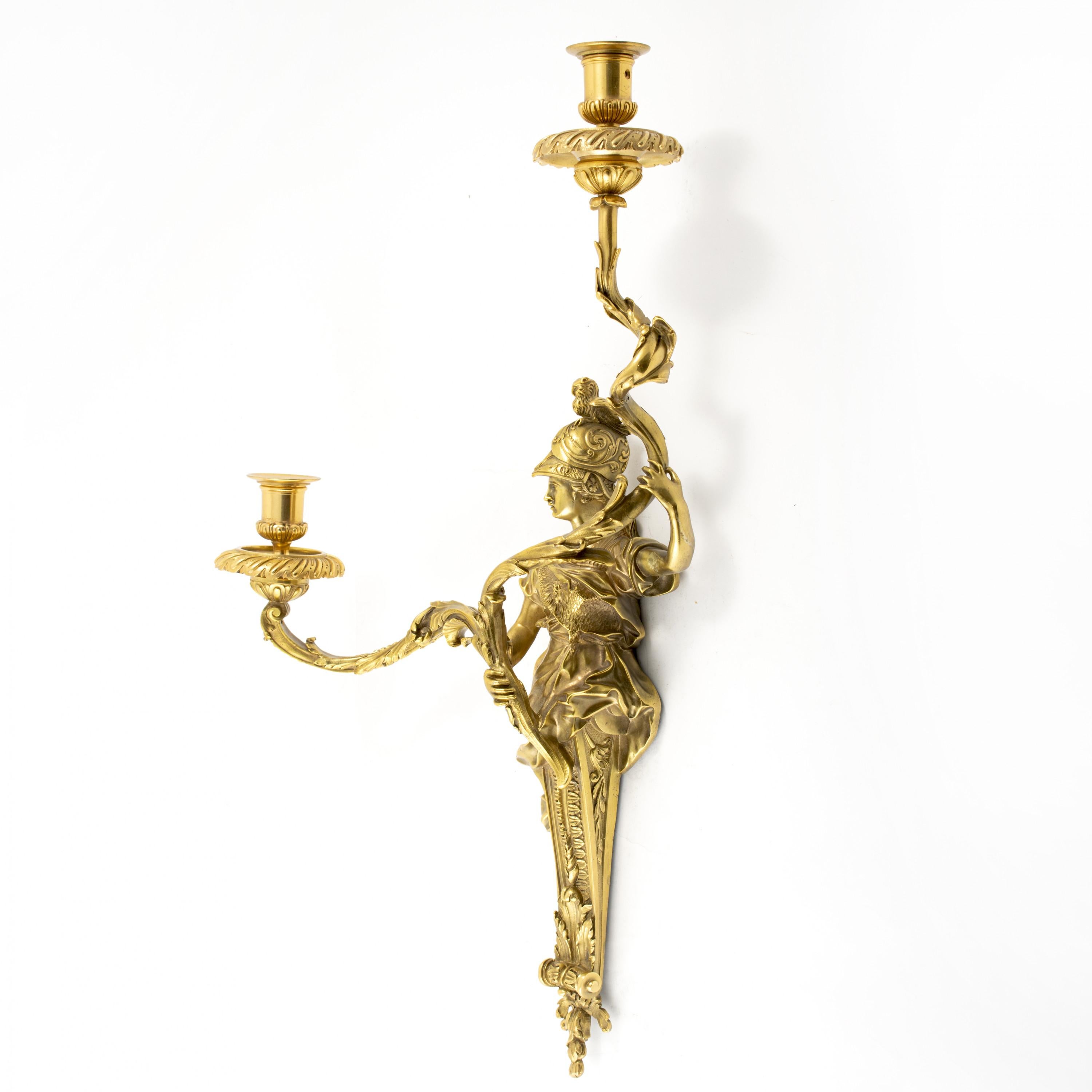 Rare ensemble de quatre appliques anciennes françaises de style Louis XVI en bronze doré, Henri Vian 9