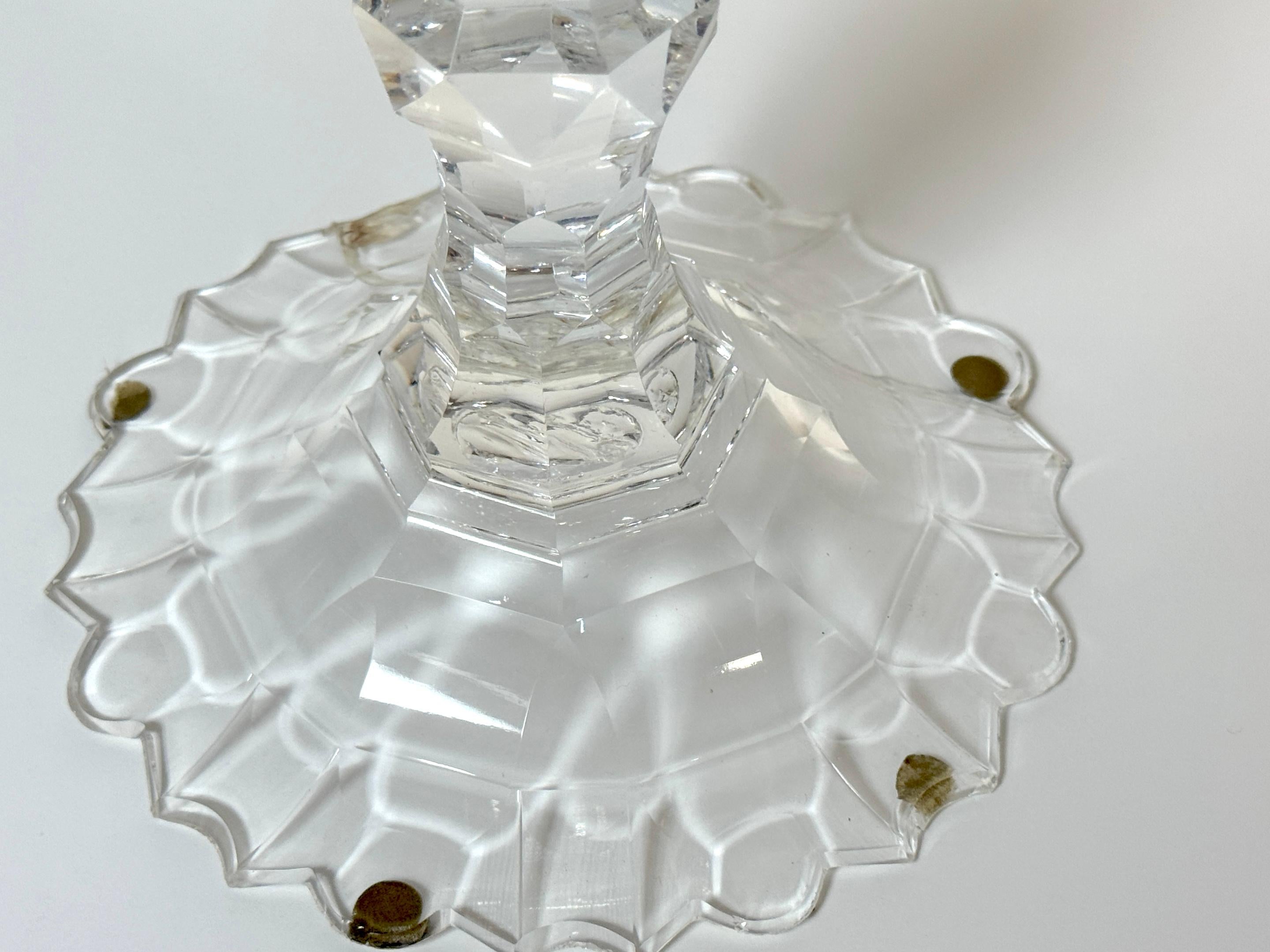 Rare Set of Four Georgian Irish Cut Glass Pagoda Candlesticks, Circa 1810 For Sale 9