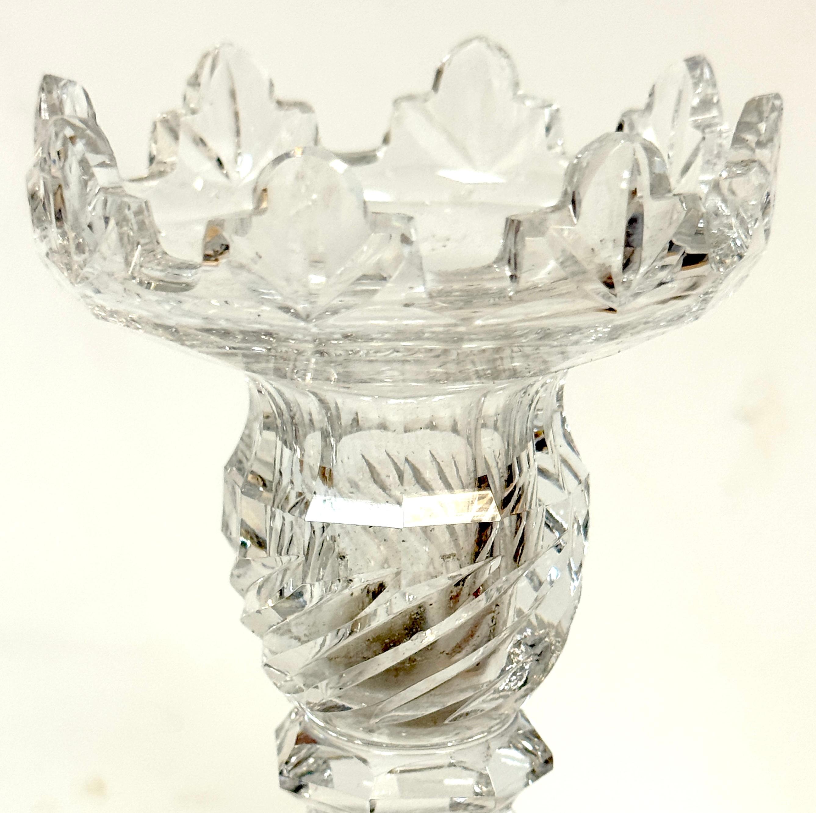 Northern Irish Rare Set of Four Georgian Irish Cut Glass Pagoda Candlesticks, Circa 1810 For Sale