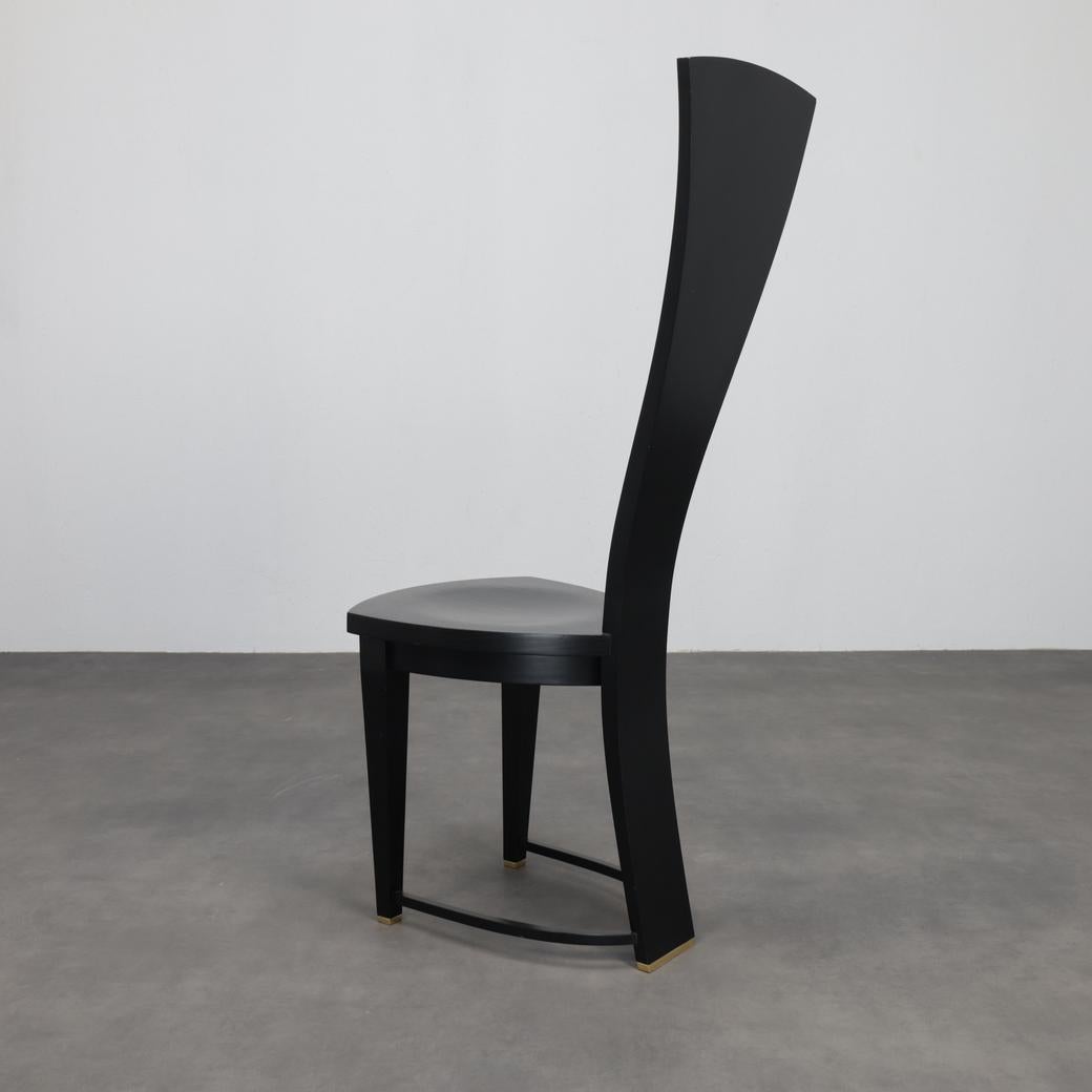 Seltener Satz von vier Hochlehner-Esszimmerstühlen, Italien, 1990er Jahre (Messing) im Angebot