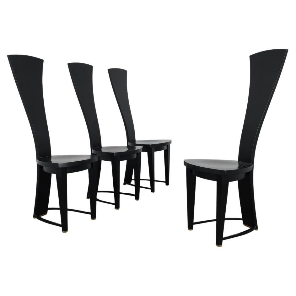 Raro set di quattro sedie da pranzo con schienale alto, Italia, anni '90