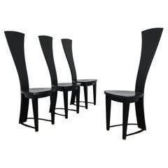Raro set di quattro sedie da pranzo con schienale alto, Italia, anni '90