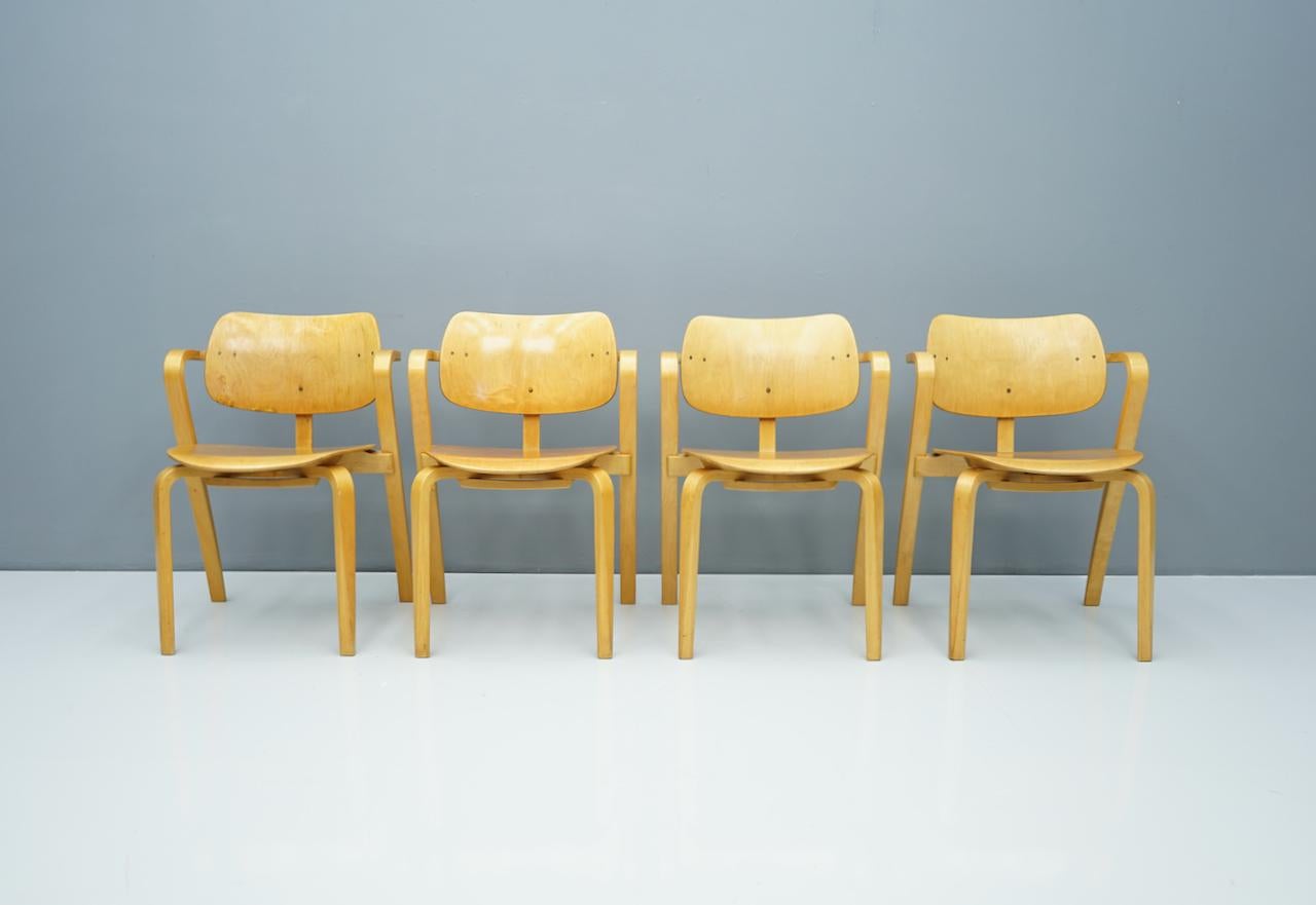 Rare set of Four Ilmari Tapiovaara Aslak dining room chairs Asko, Finland, 1960s. 
Good to very good condition.