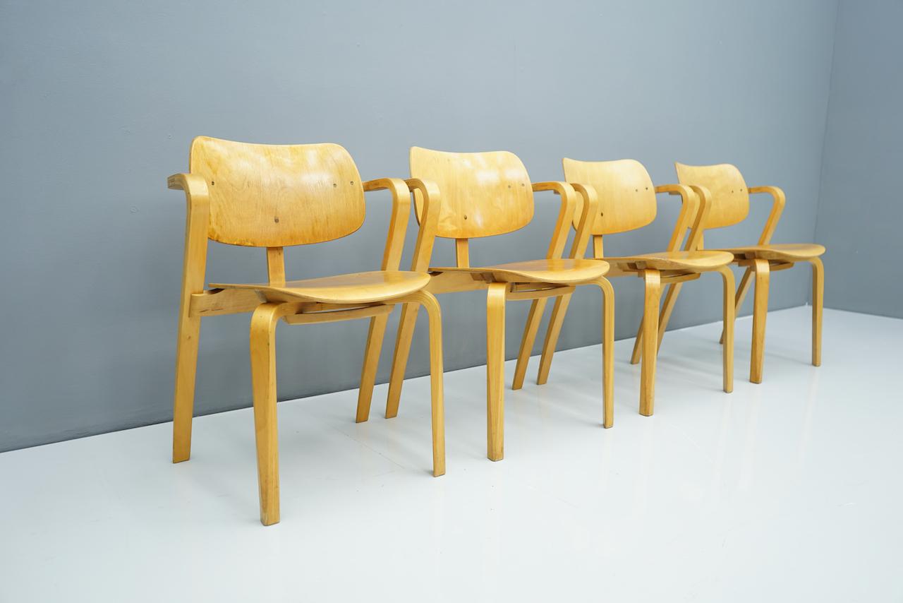 Scandinavian Modern Rare Set of Four Ilmari Tapiovaara Aslak Dining Room Chairs Asko, Finland, 1960s