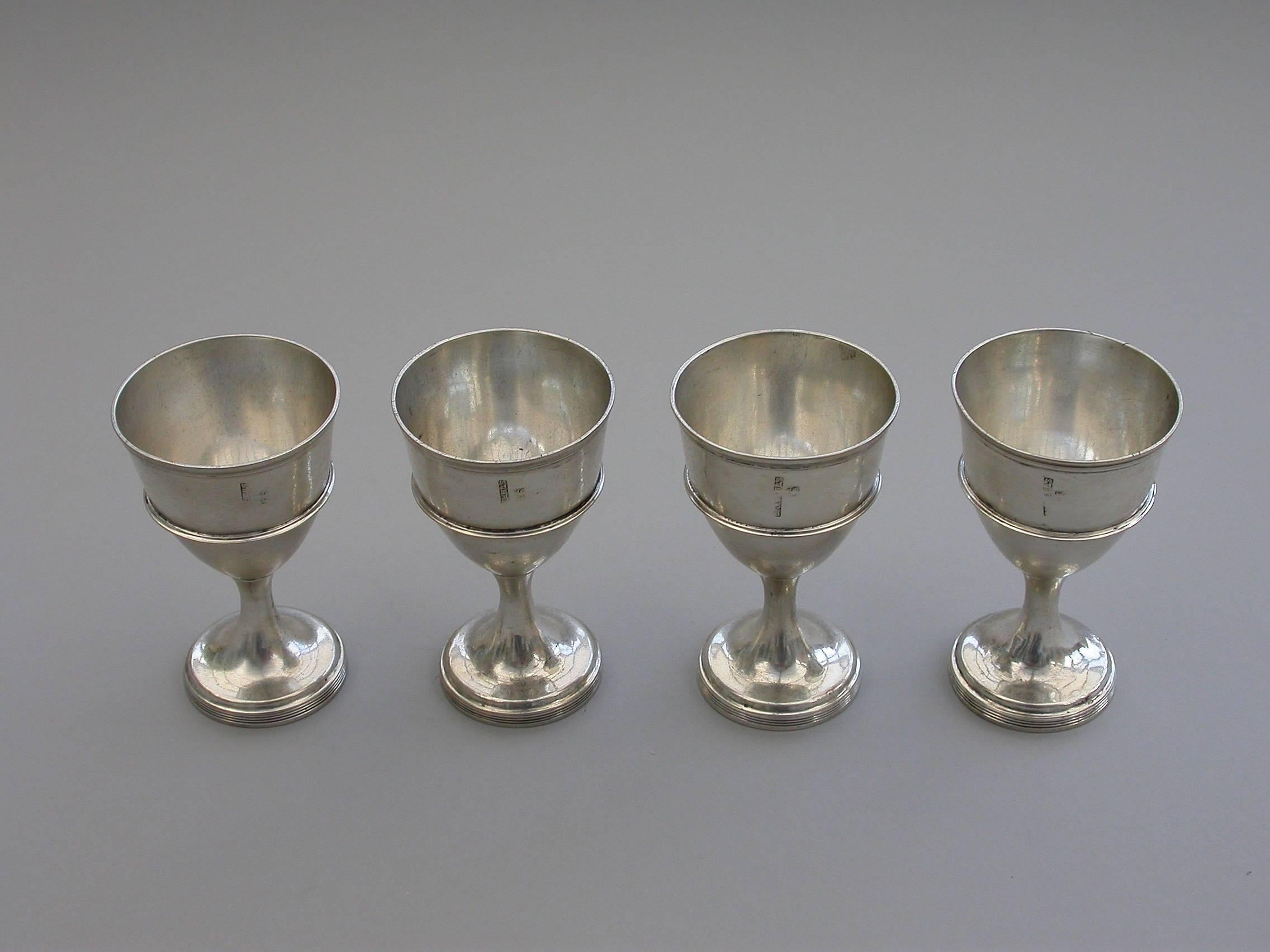 George III Rare Set of Four Irish Provincial Silver Egg Cups by Terry & Williams circa 1810