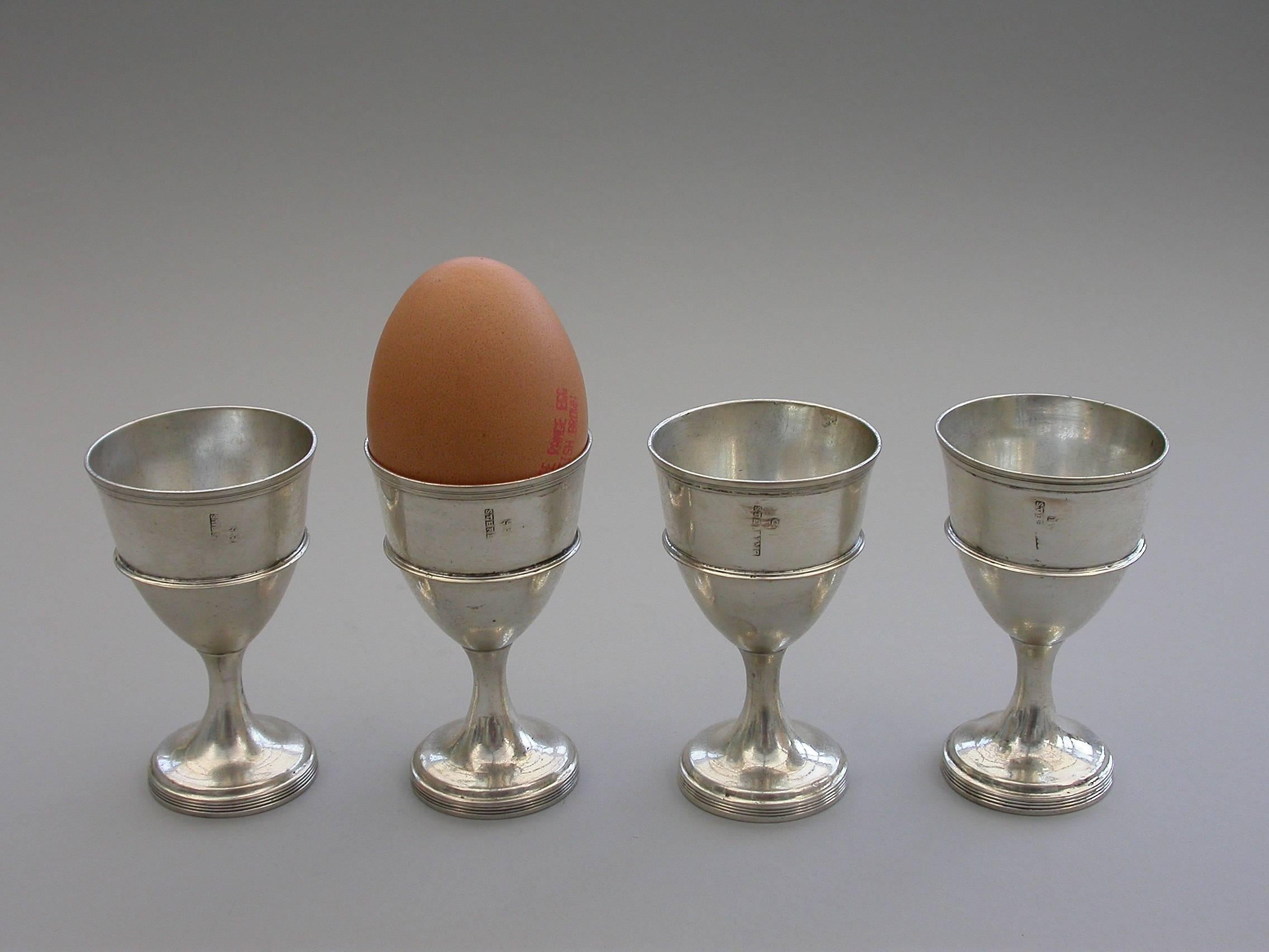Rare Set of Four Irish Provincial Silver Egg Cups by Terry & Williams circa 1810 1