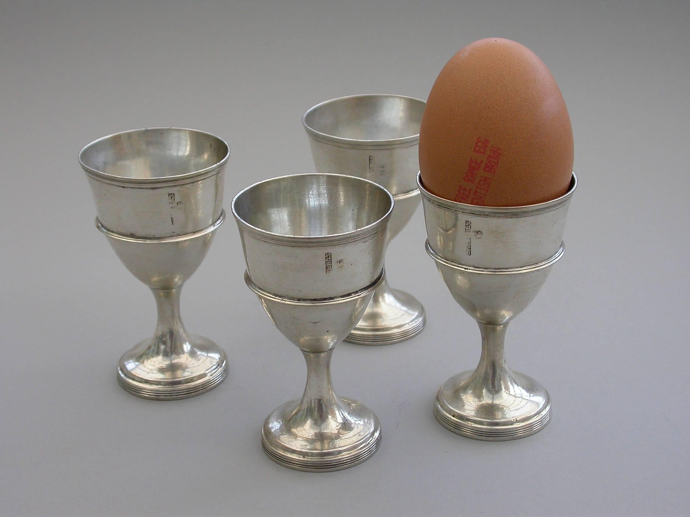 Rare Set of Four Irish Provincial Silver Egg Cups by Terry & Williams circa 1810 3
