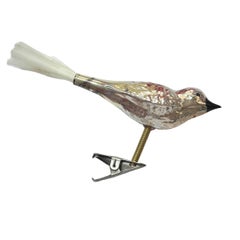 Rare Set of Four Mercury Glass & Plastic Christmas Ornament Vintage, 1910s