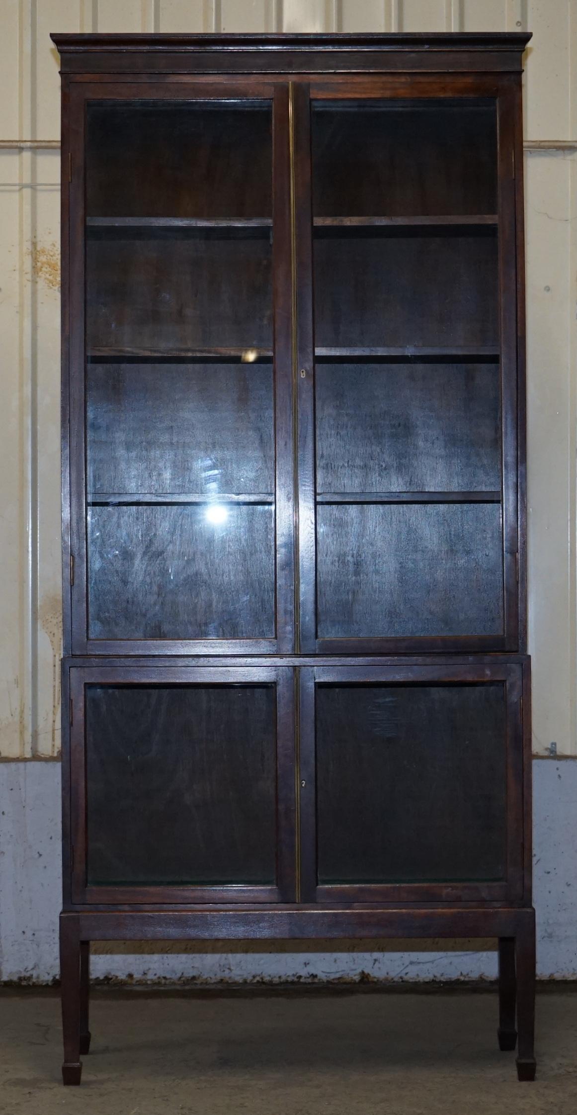English Rare Set of Four Oxford Library Victorian Bookcases in Hardwood 412cm Wide For Sale