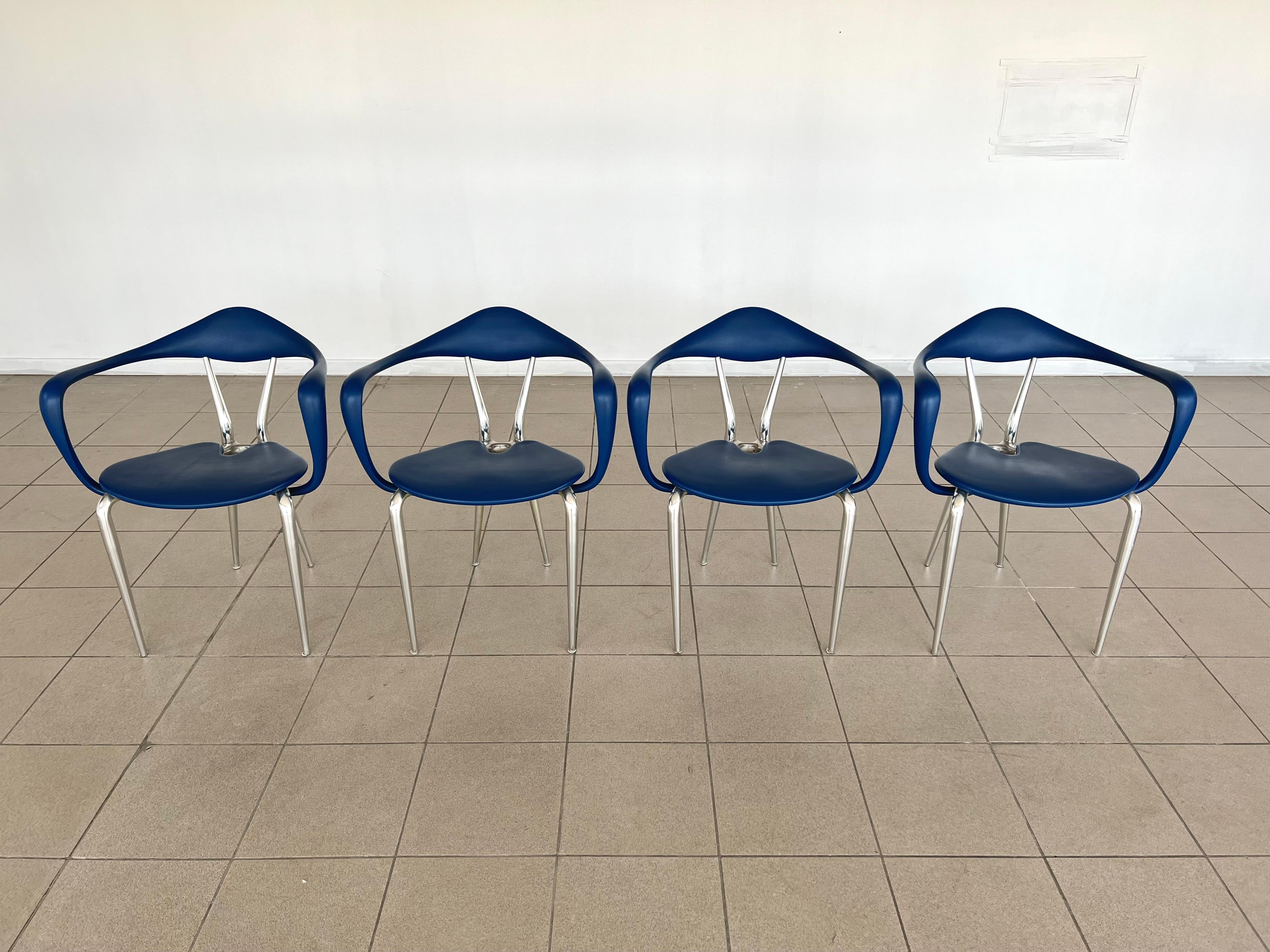 Rare Set of Four Sculptural Cast Aluminum f.a Porsche Ycami Edizioni Chairs In Good Condition In Bridgeport, CT