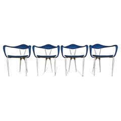 Rare ensemble de quatre chaises sculpturales en aluminium coulé f.a Porsche Ycami Edizioni