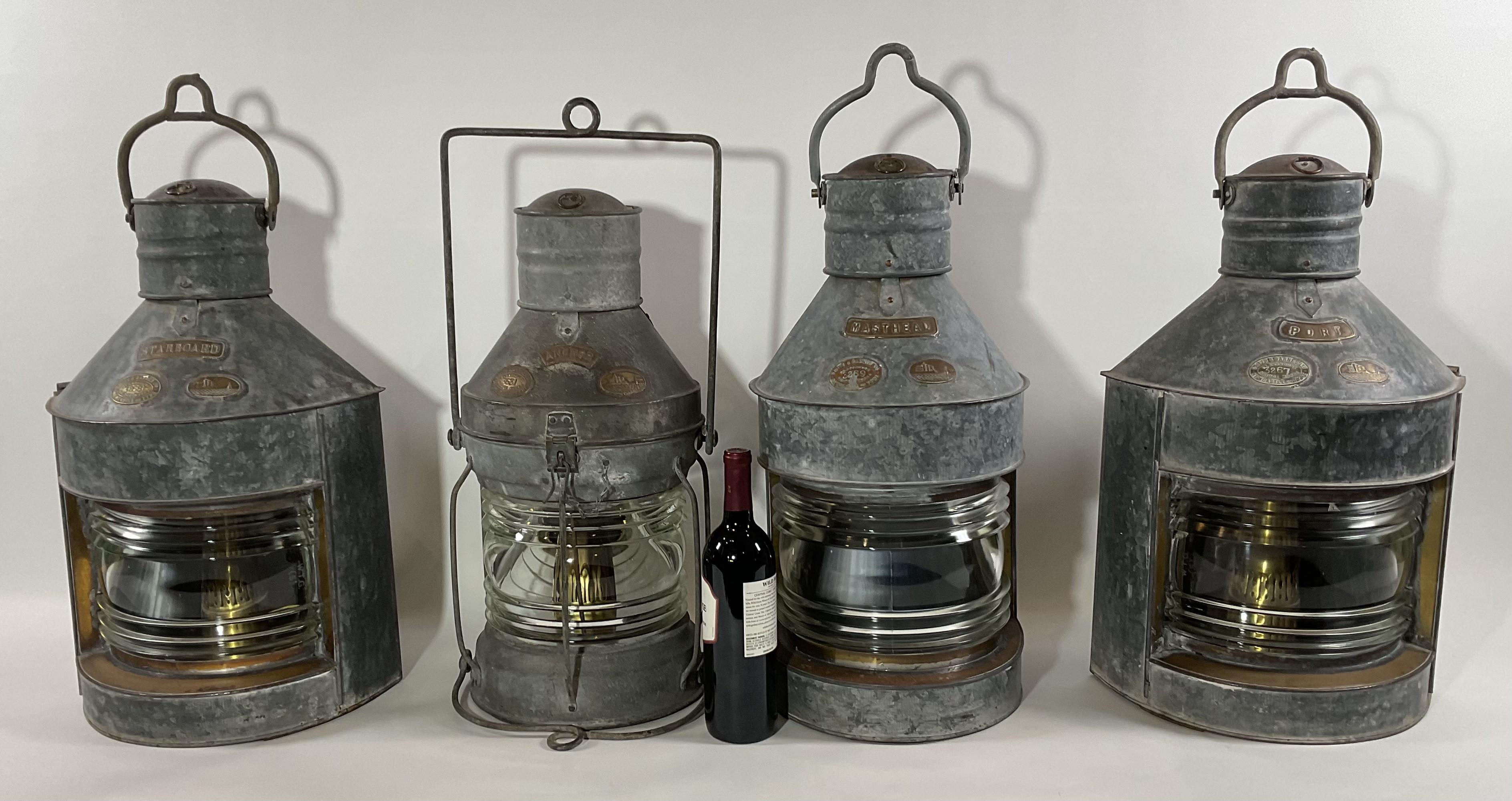 Rare Set of Four Ships Lanterns In Good Condition For Sale In Norwell, MA