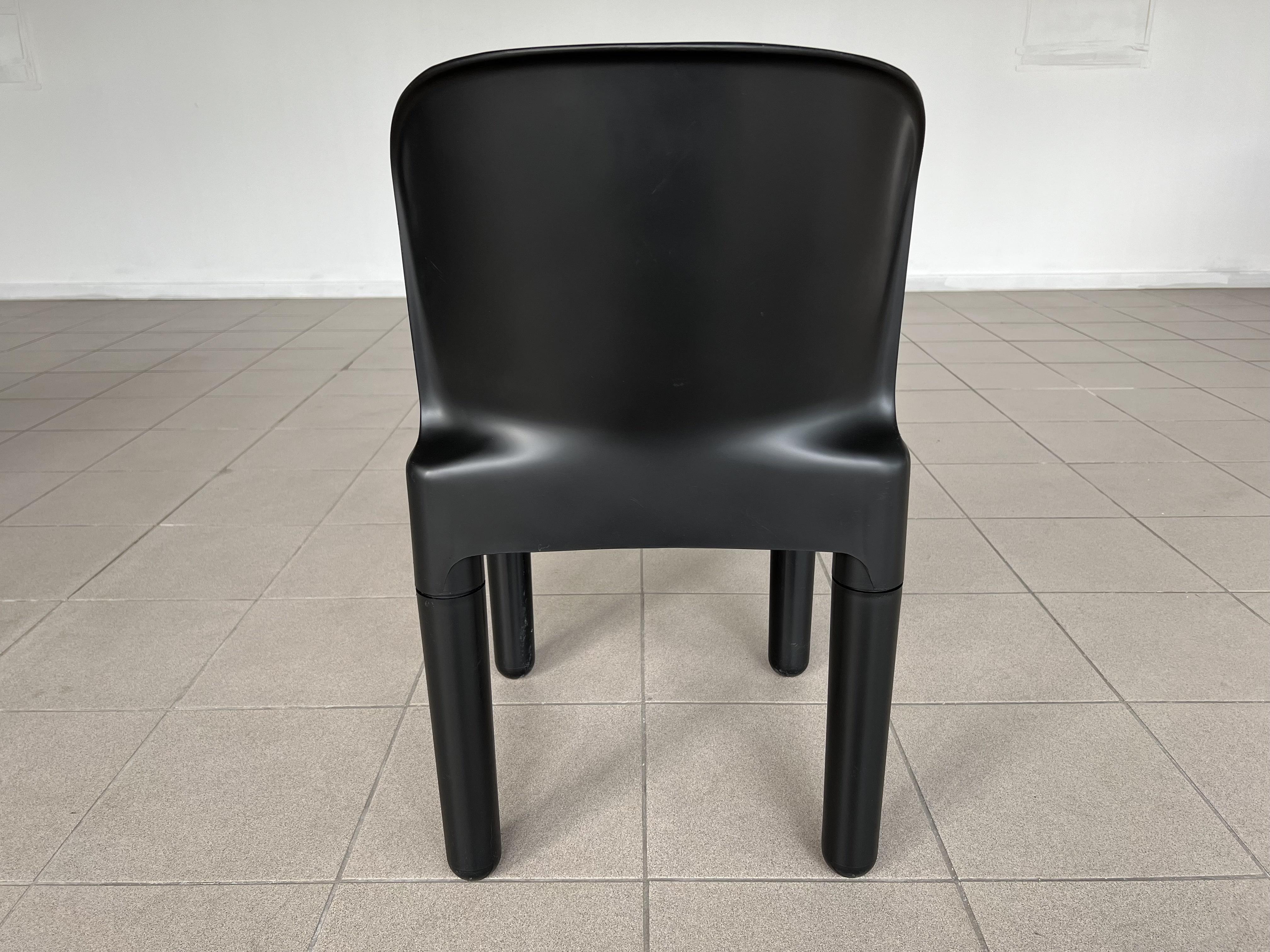 Rare Set of Four Space Age Black Plastic Dining Chairs by Marcello Siard For Sale 5