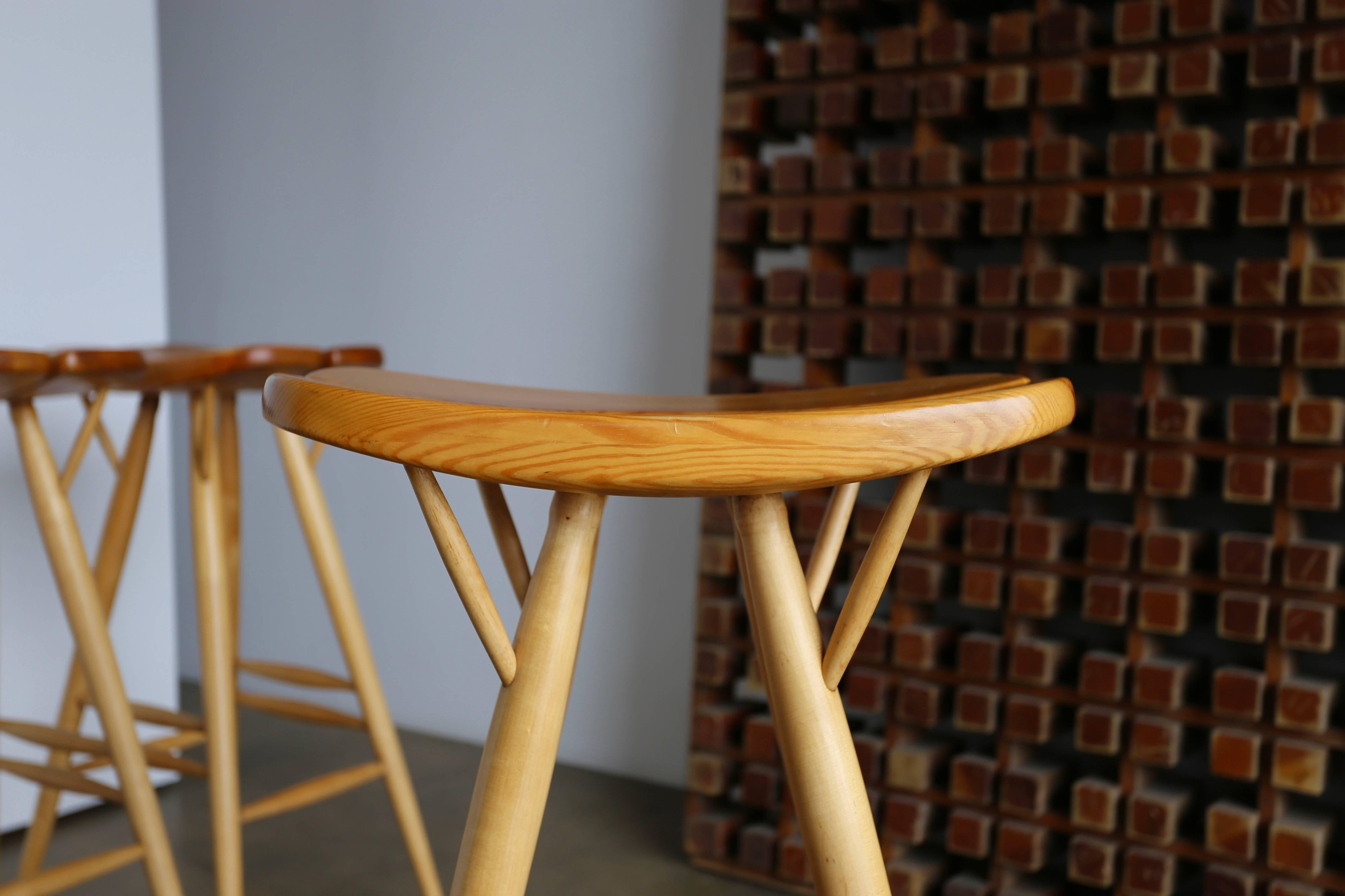 Finnish Rare Set of Four Stools by Ilmari Tapiovaara