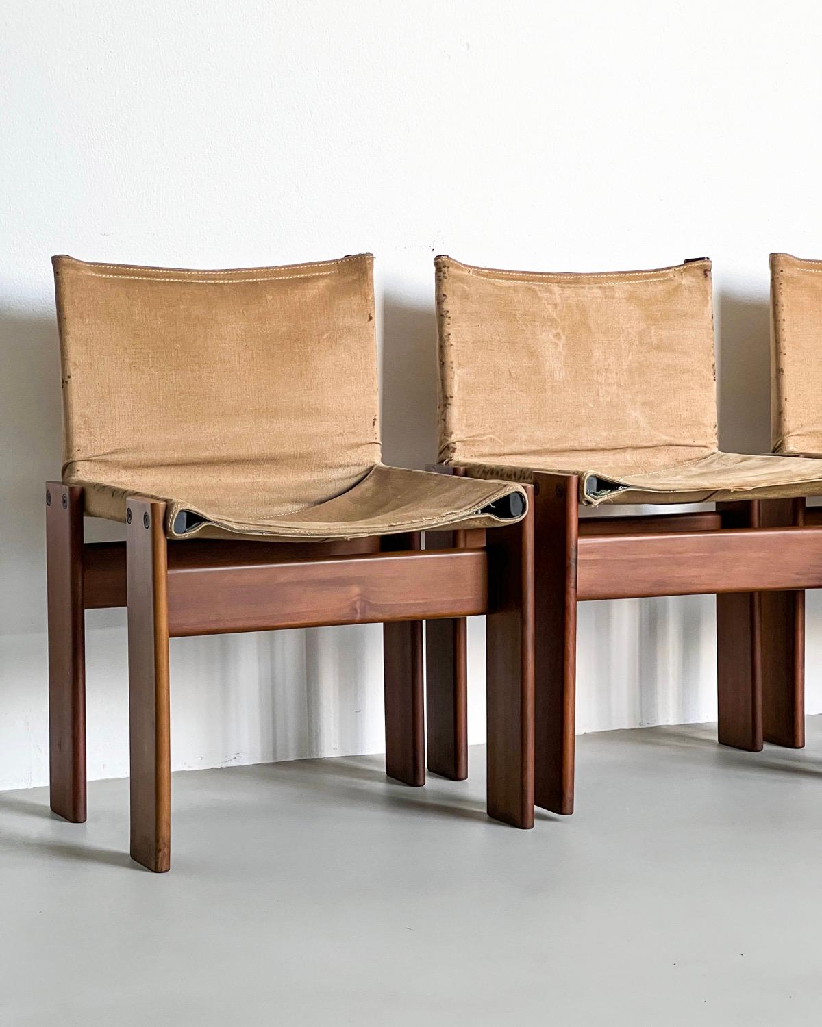 Mid-Century Modern Rare Vintage Monk Dining Chairs by Afra and Tobia Scarpa, Italian Collectible For Sale