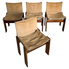 Rare Set of Four Vintage Monk Dining Chairs by Afra and Tobia Scarpa for Molteni