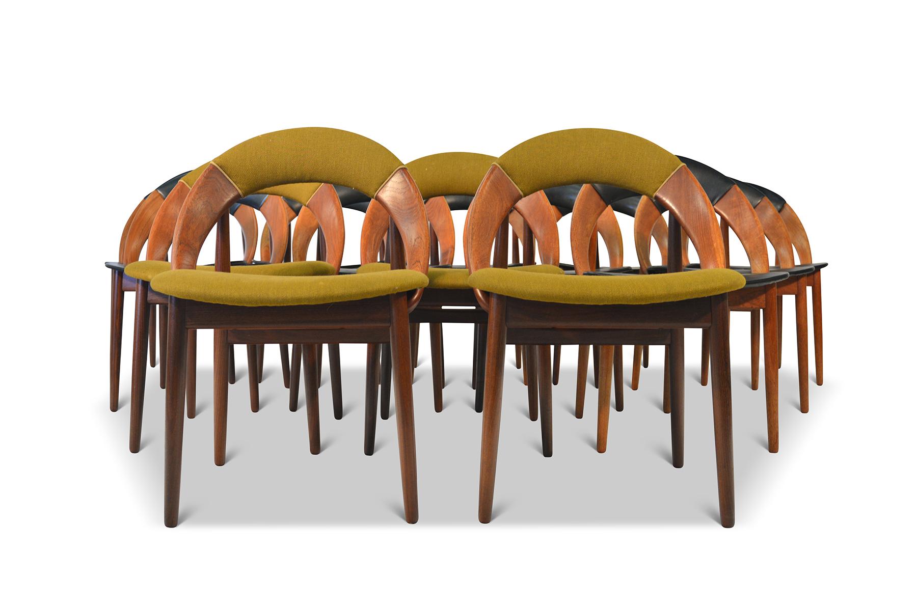 Scandinavian Modern Rare Set of Fourteen Arne Hovmand Olsen Hoop Dining Chairs in Teak
