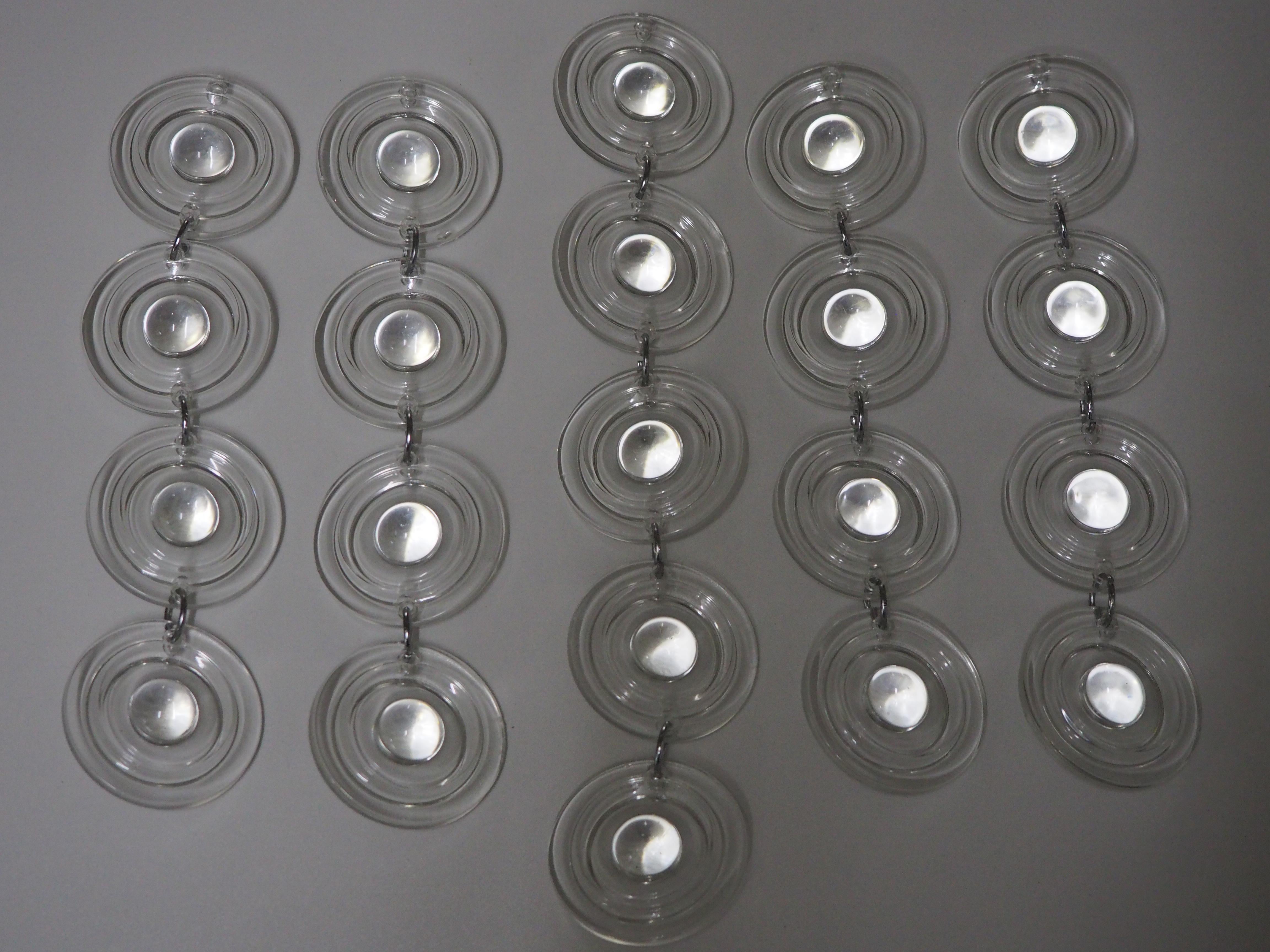 Rare Set of Glass and Nickel Light Fixtures by Sciolari, circa 1970s For Sale 7