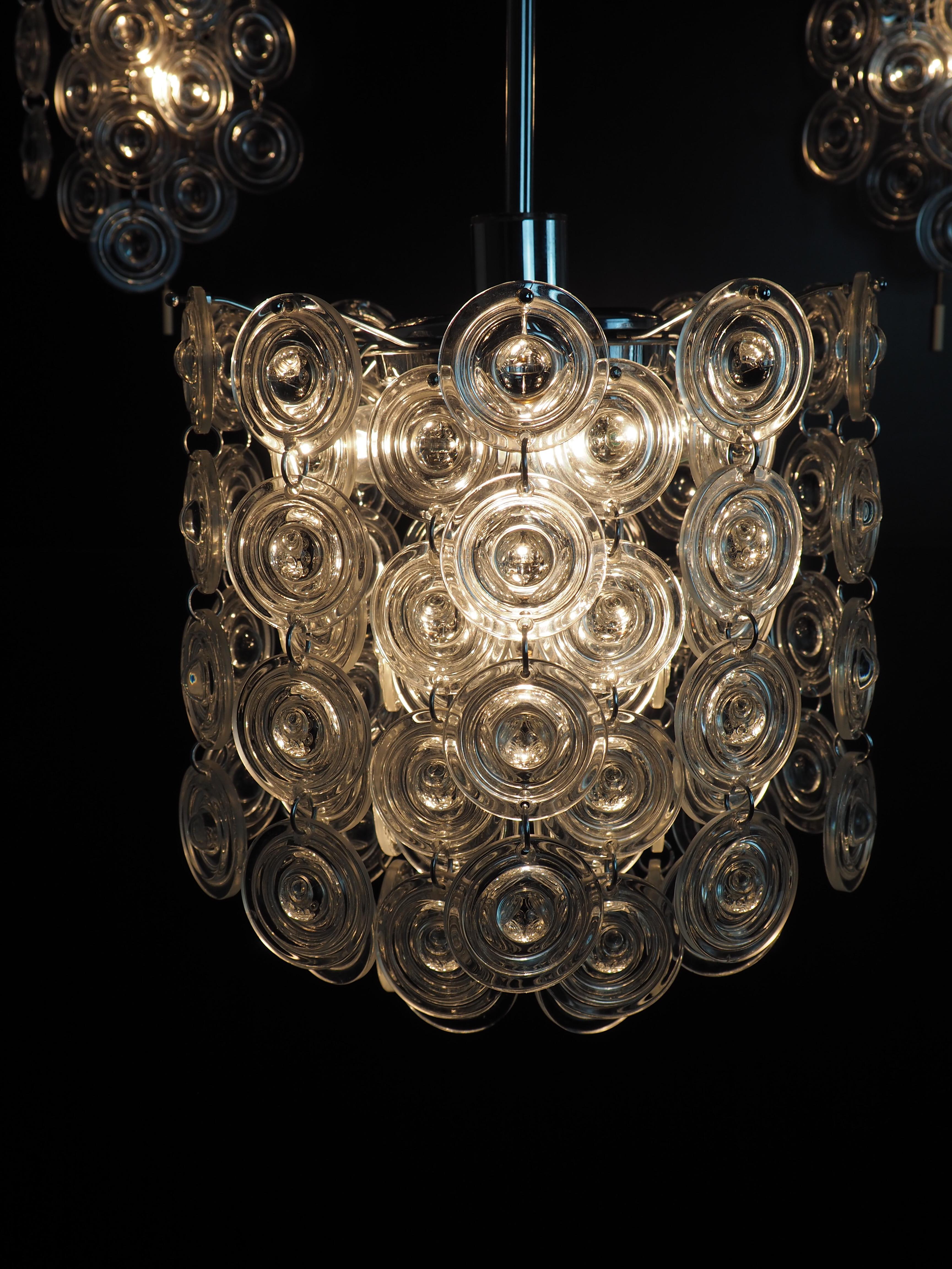 Late 20th Century Rare Set of Glass and Nickel Light Fixtures by Sciolari, circa 1970s For Sale