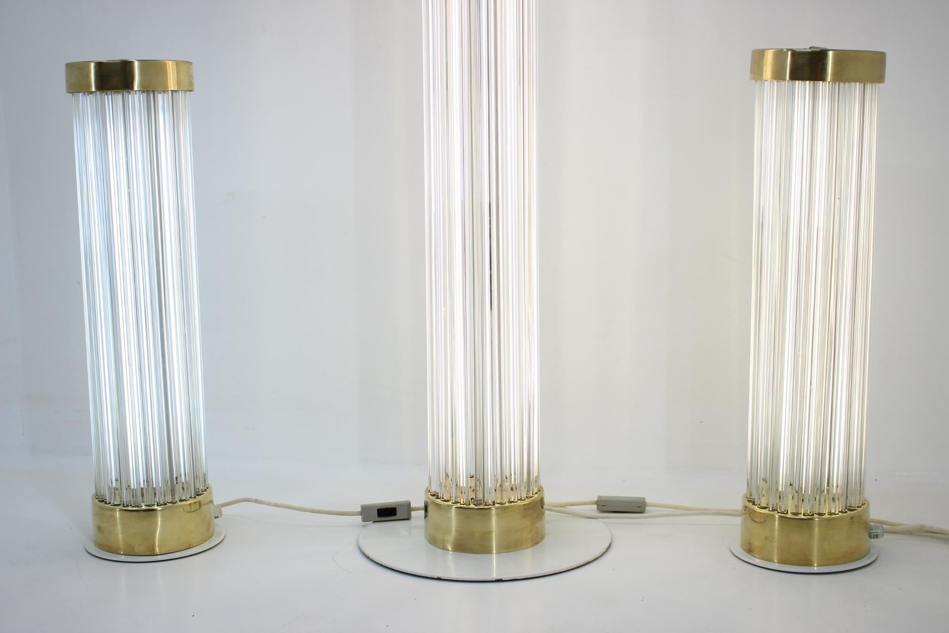 Ceco Raro set di lampade da terra in vetro e ottone di Kamenicky Senov/Preciosa, anni '60 in vendita
