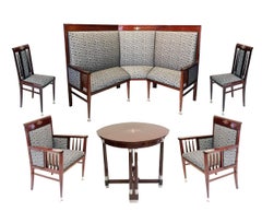 Antique Rare Set of Hans Christiansen Saloon Furniture, with Backhausen Fabric by Moser