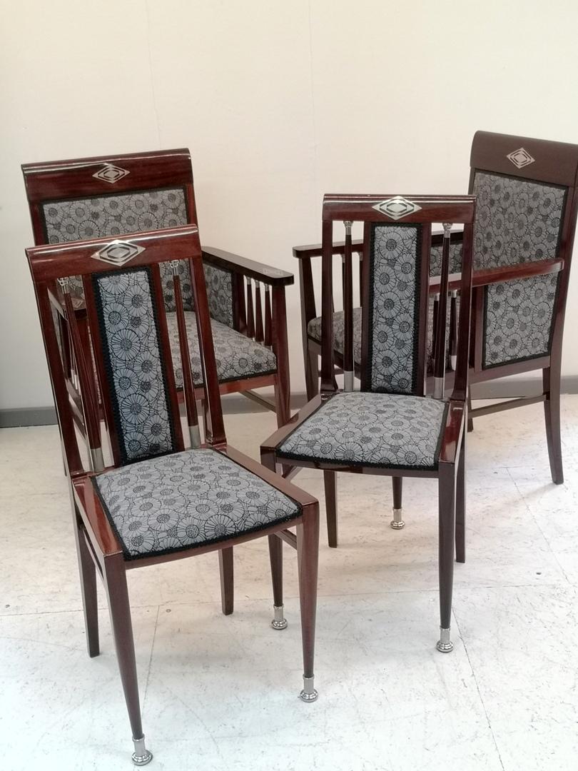 Rare Set of Hans Christiansen Saloon Furniture, with Backhausen Fabric by Moser In Good Condition In Budapest, HU