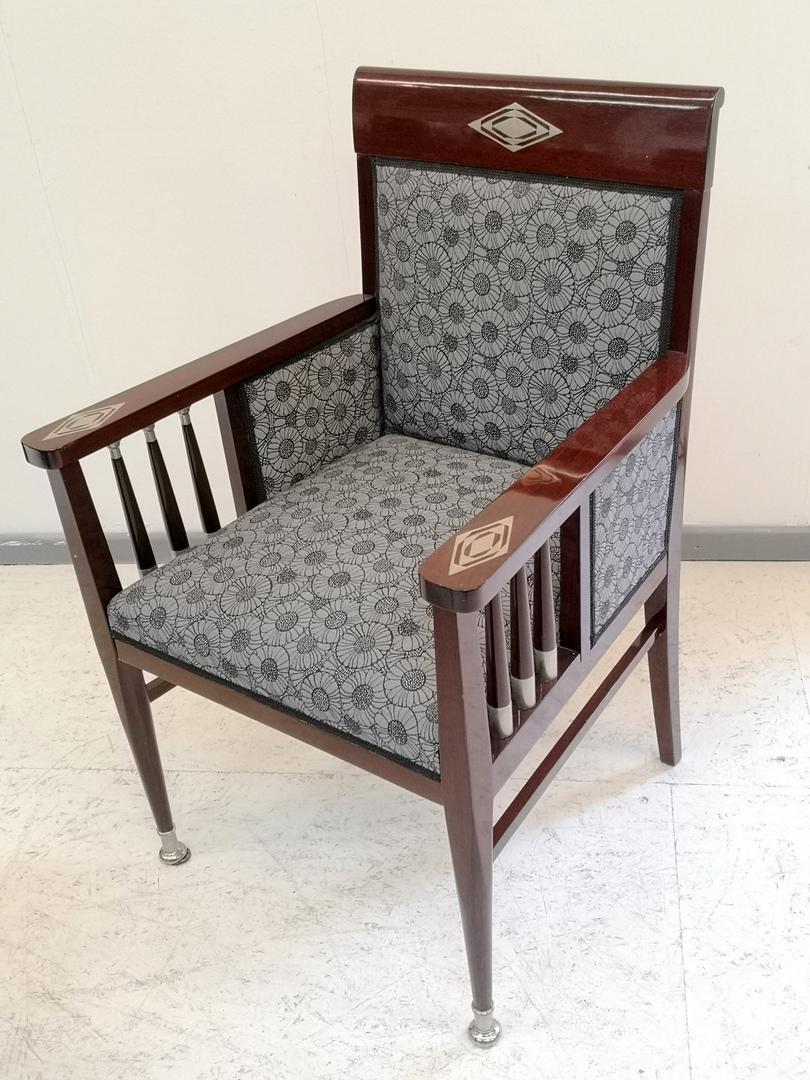 Steel Rare Set of Hans Christiansen Saloon Furniture, with Backhausen Fabric by Moser