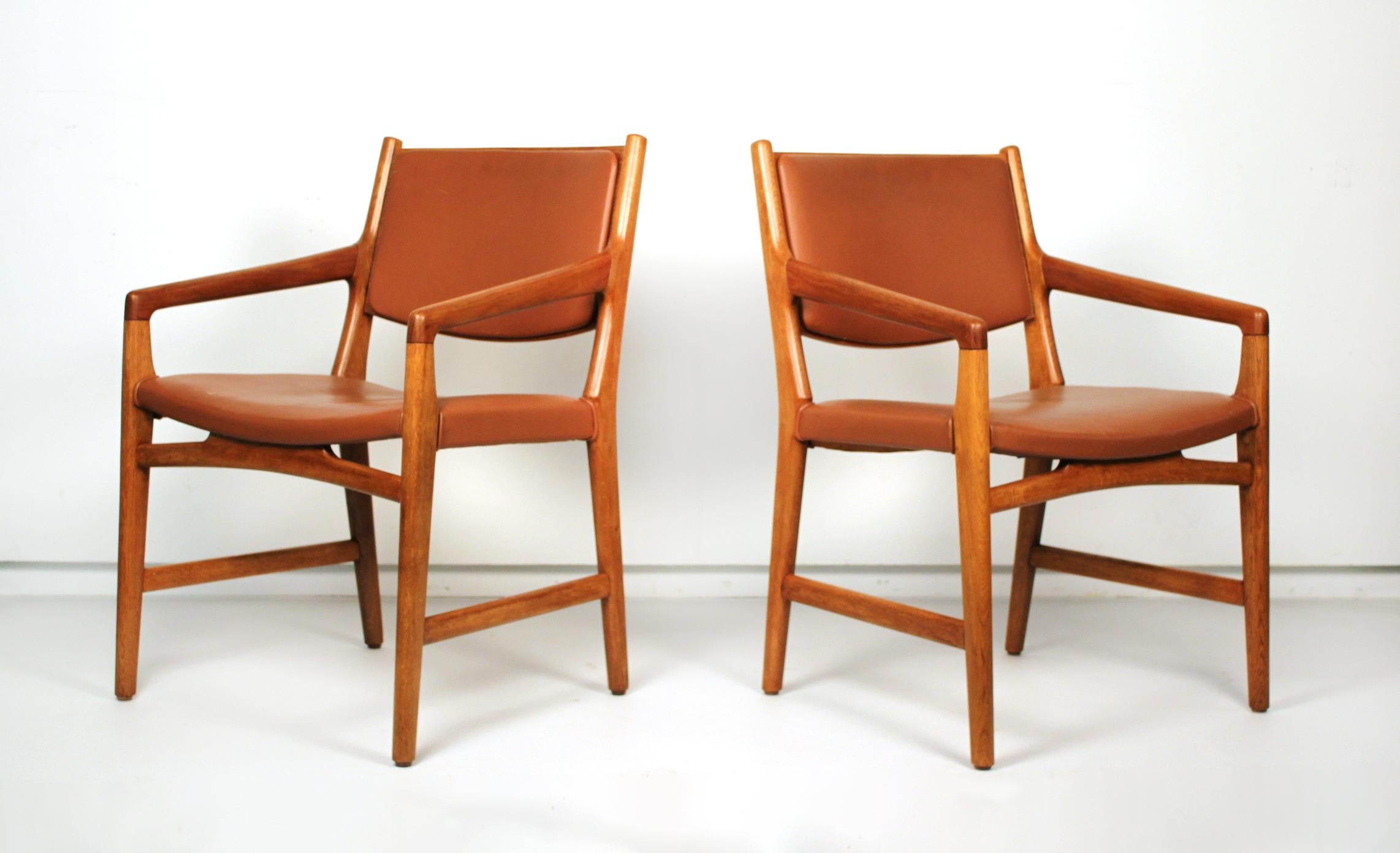 This design was custom-ordered for the interior of Magasin du Nord's department store in the 1950s. Few examples were produced and used in the retailer's shoe department. This set of chairs comes from this collection. 

They were custom made by