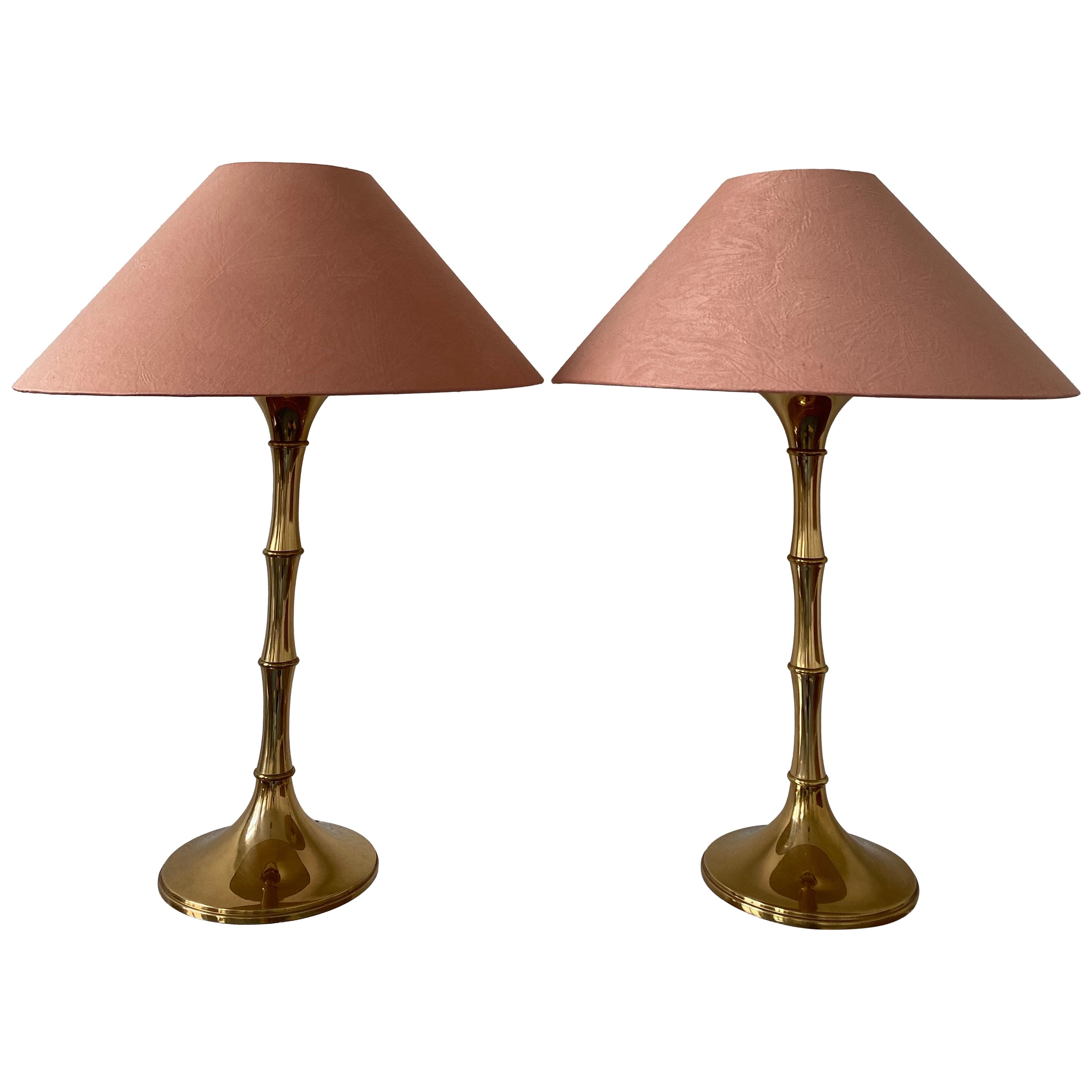 Ensemble rare de lampes de table « Bamboo » ML 1 F d'Ingo Maurer, en laiton, pour Studio M, années 1970 en vente