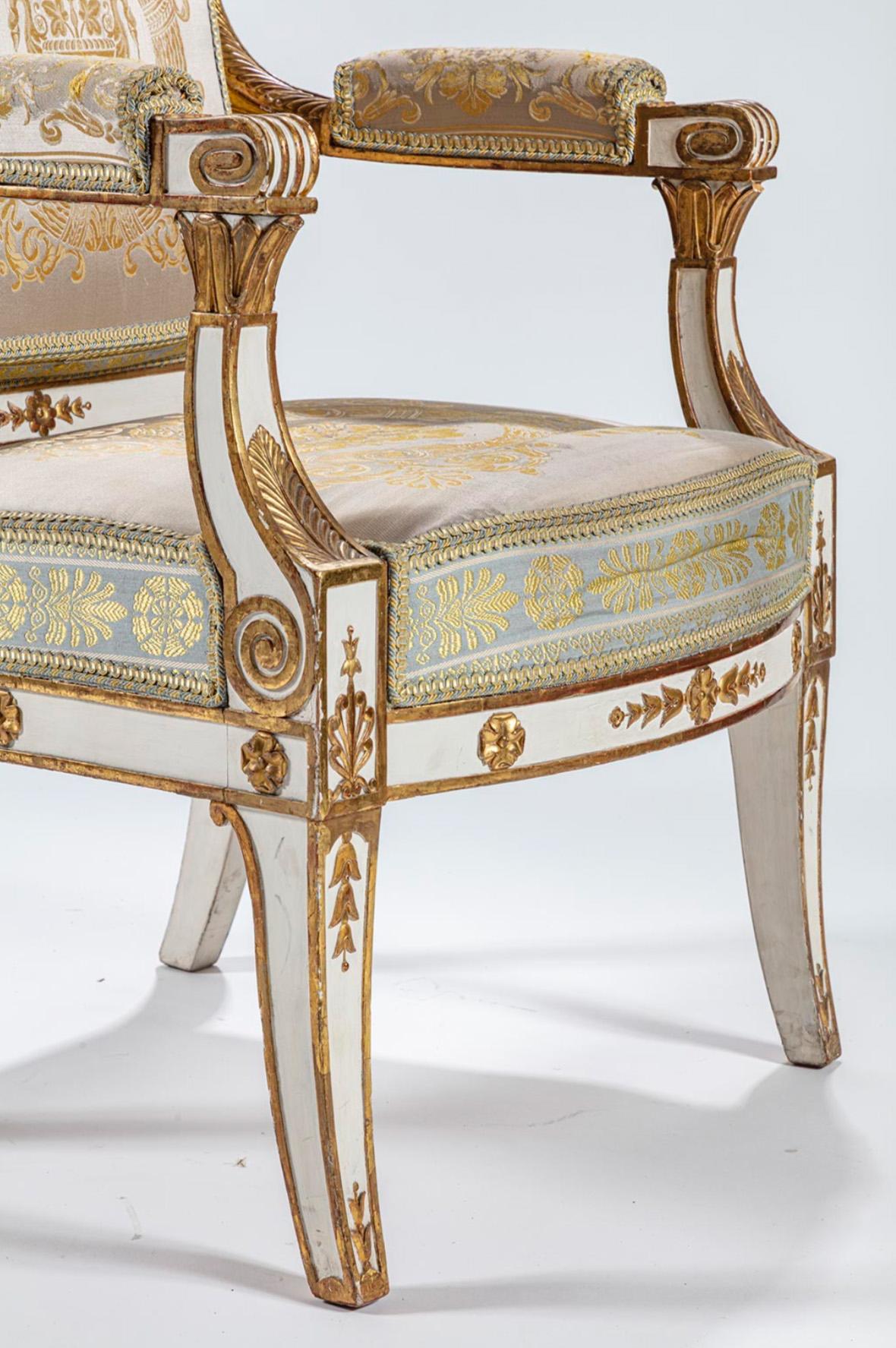 Seltenes Set von Jacob Frères Empire Stühlen und Sesseln (Holz)