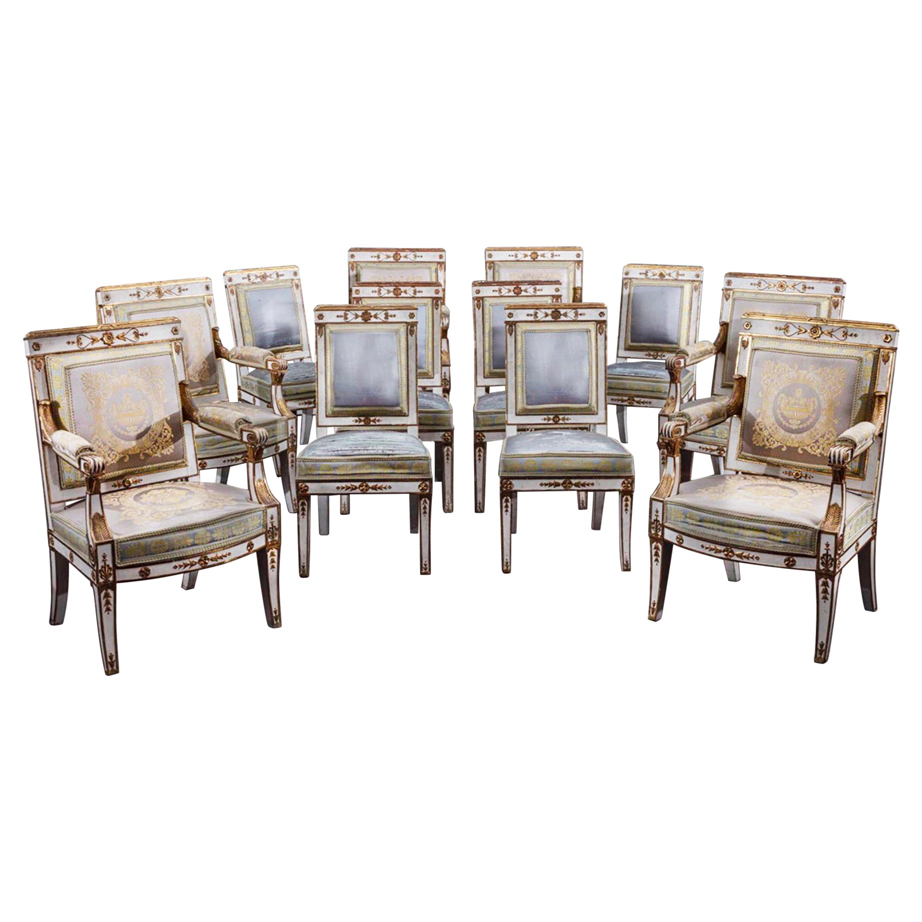Rare Set of Jacob Frères Empire Chairs and Armchairs